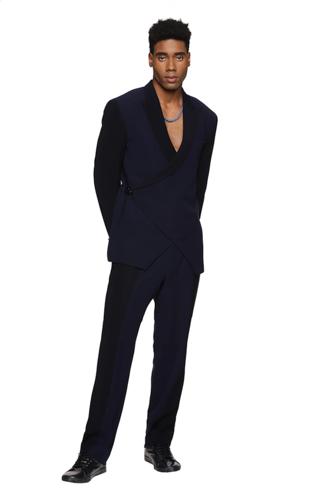 PARESH LAMBA SIGNATURES Asymmetric Panelled Lapel Collar Jacket