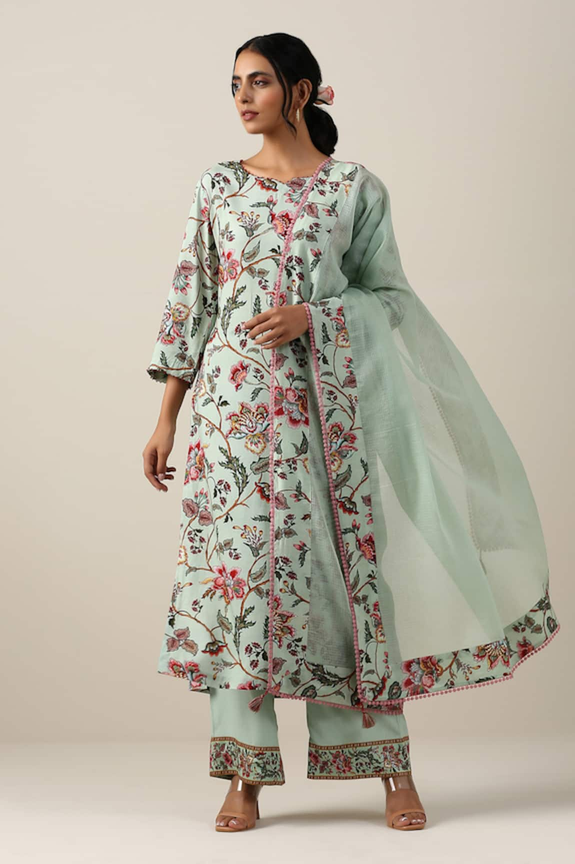 SAMVRIH Harita Suman Floral Jaal Print Kurta Set