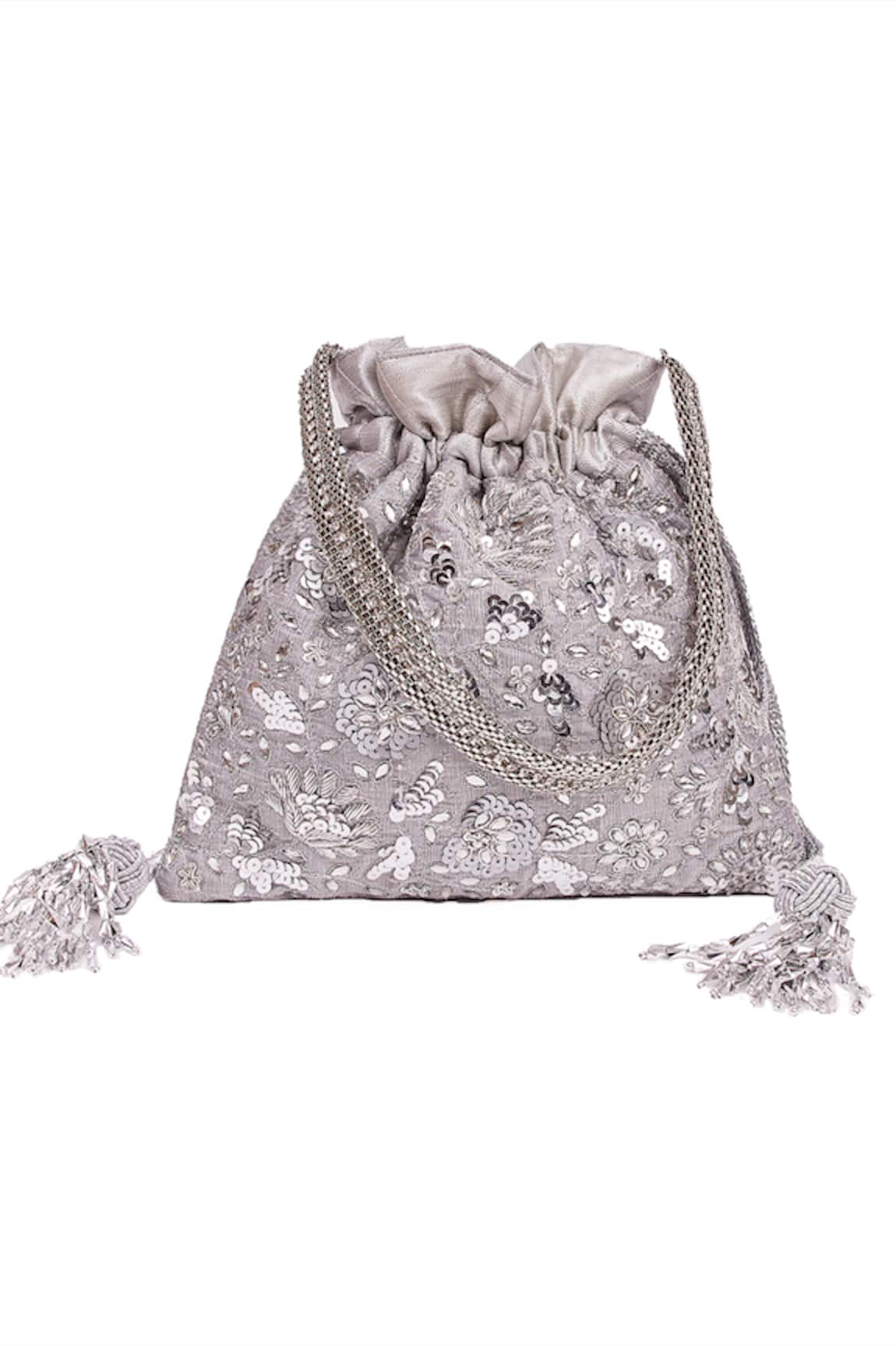 The Pink Potli Wildflower Sequin Embellished Potli Bag