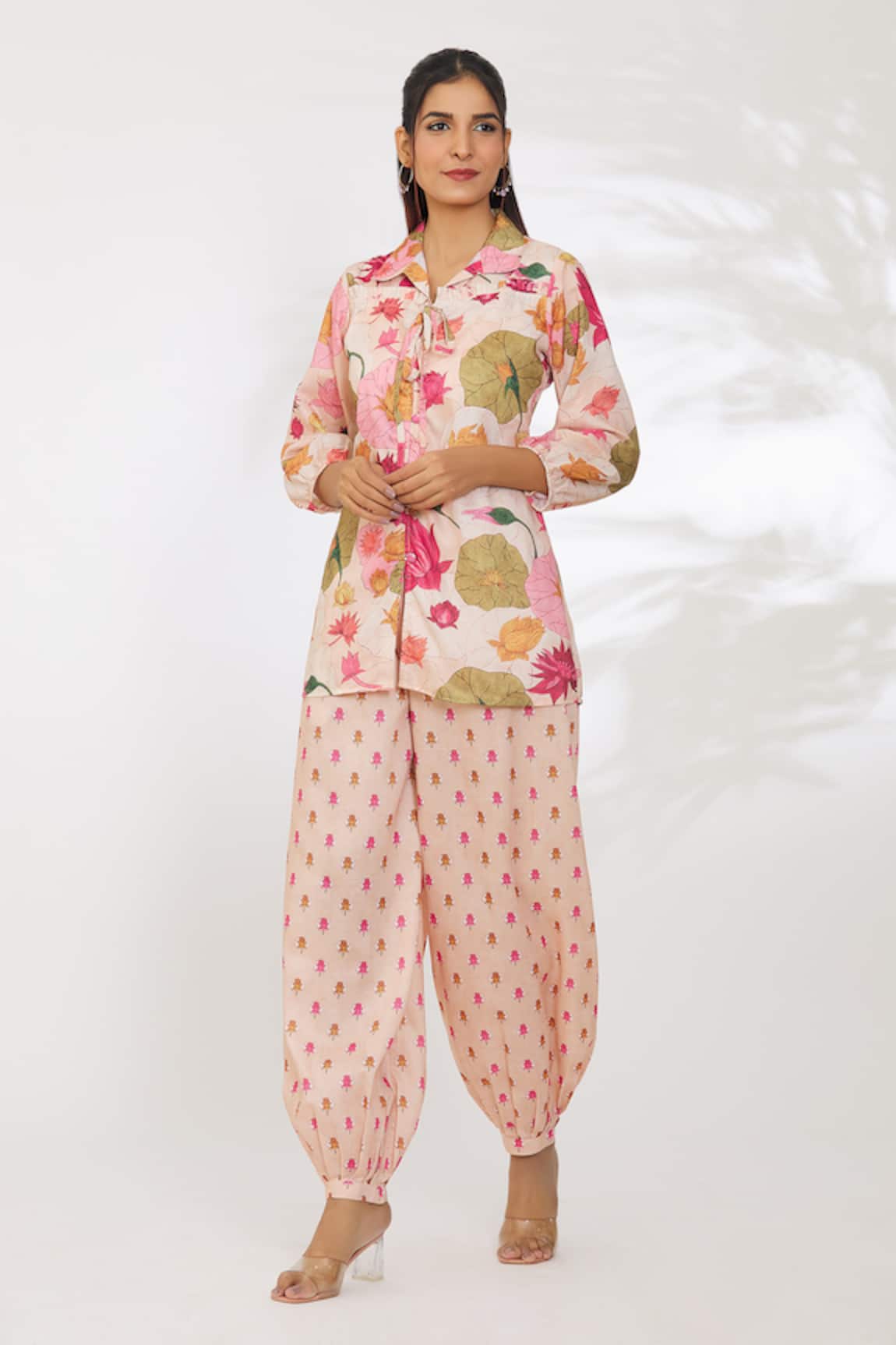 Samyukta Singhania Lotus Print Shirt Kurta & Pyjama Pant Set