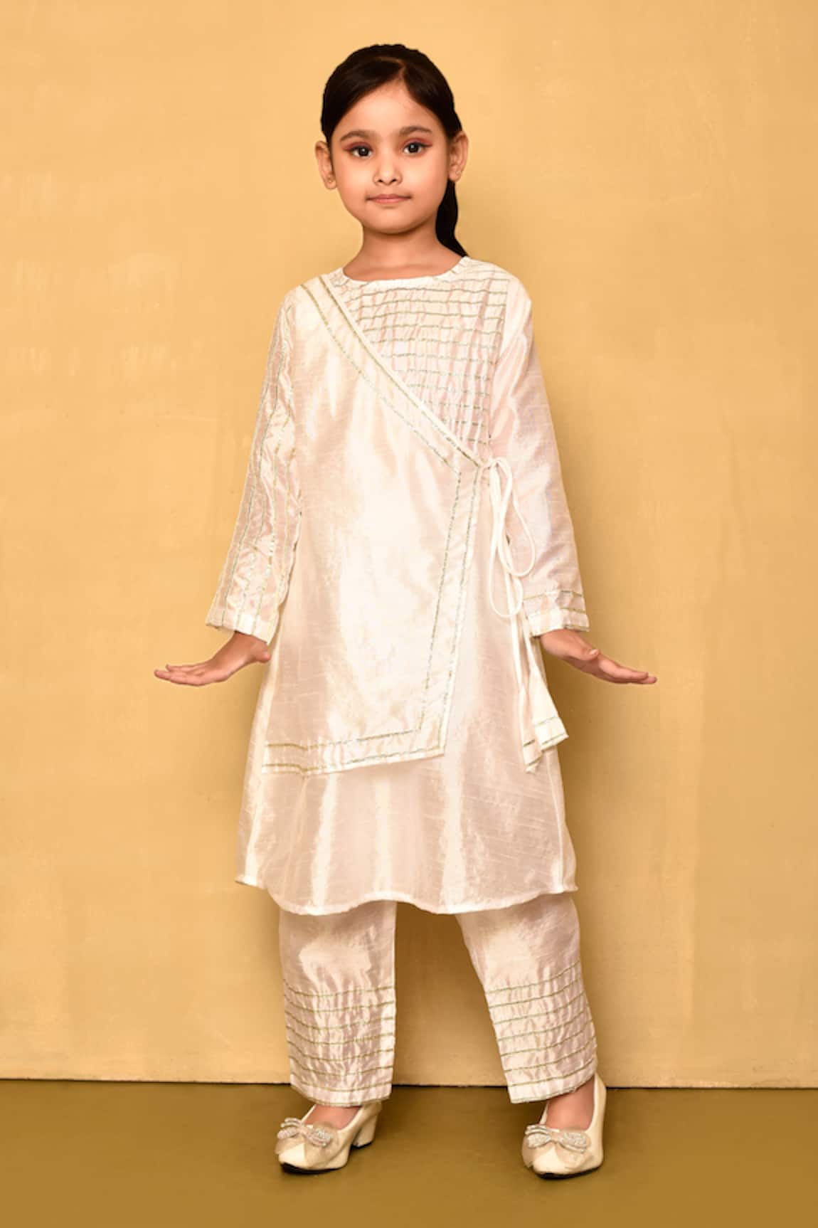 Banana Bee Gota Lace Embellished Angarkha Kurta With Pant