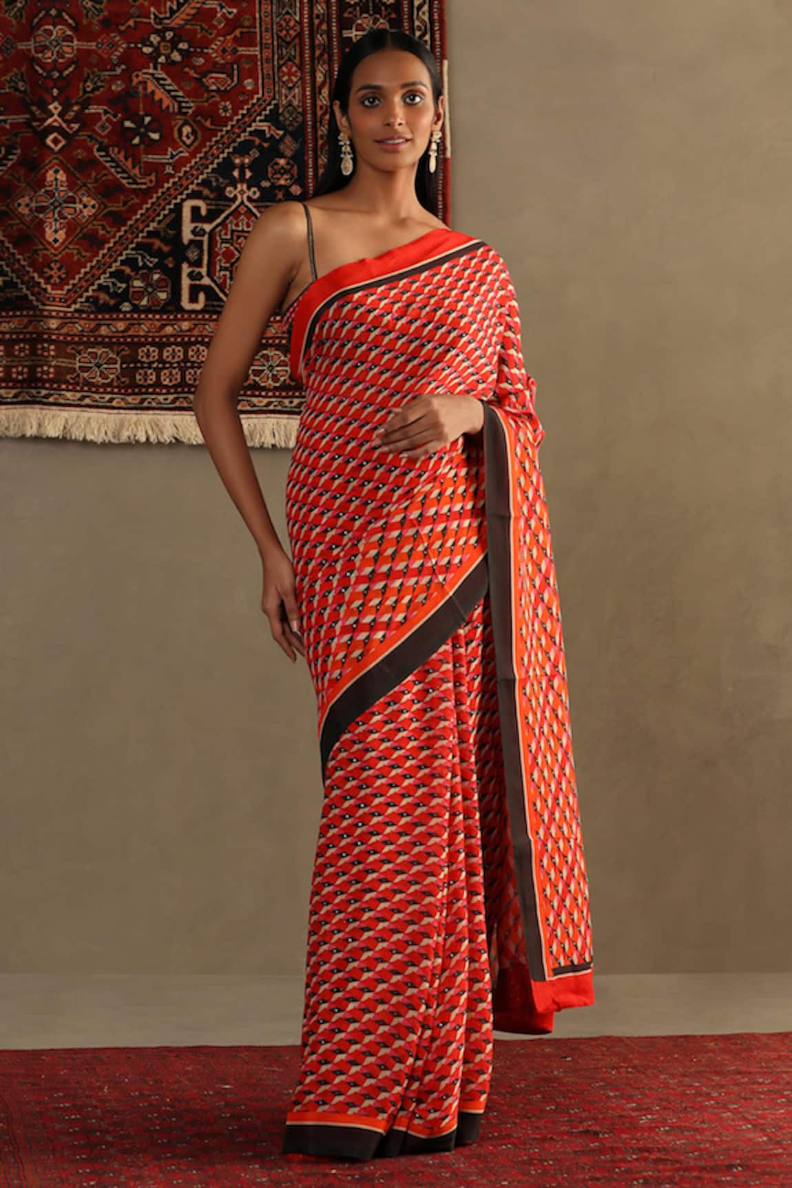 RI.Ritu Kumar Kaleidoscope Geometric Print Saree With Blouse
