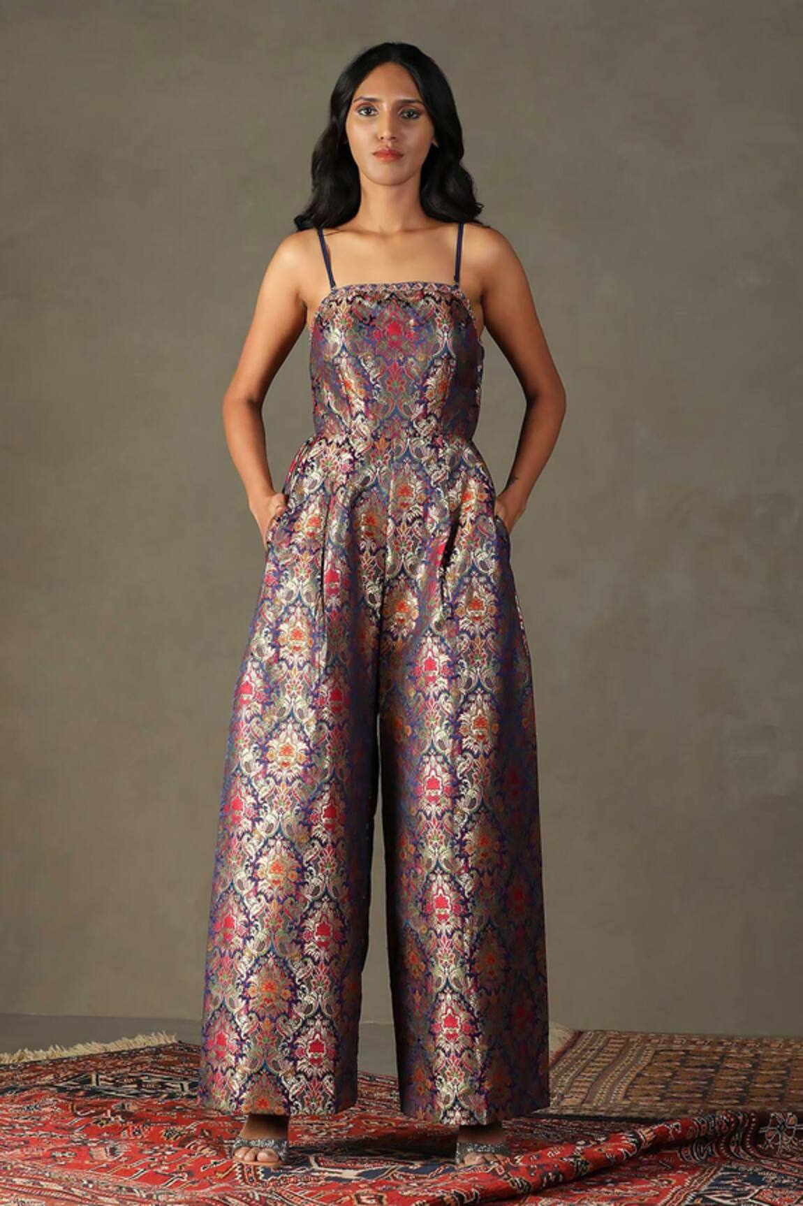 RI.Ritu Kumar Rudraksh Silk Floral Pattern Jumpsuit
