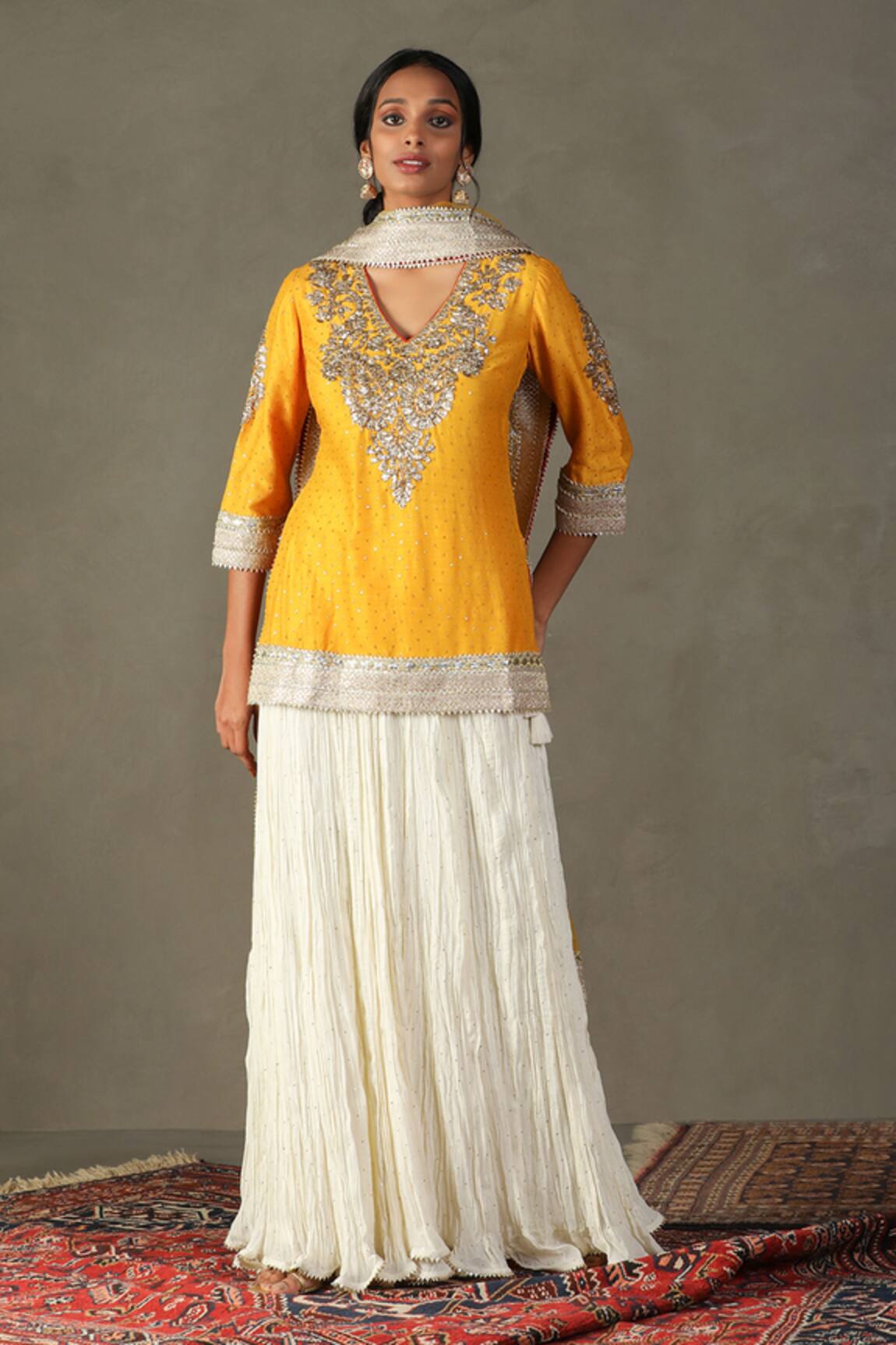 RI.Ritu Kumar Bhawani Gota Patti Embroidered Kurta Lehenga Set