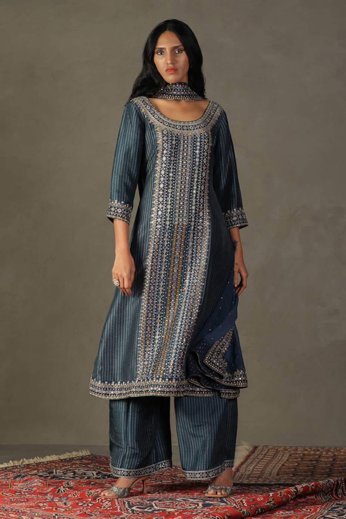 RI.Ritu Kumar Ayati Geometric Print Kurta Palazzo Set