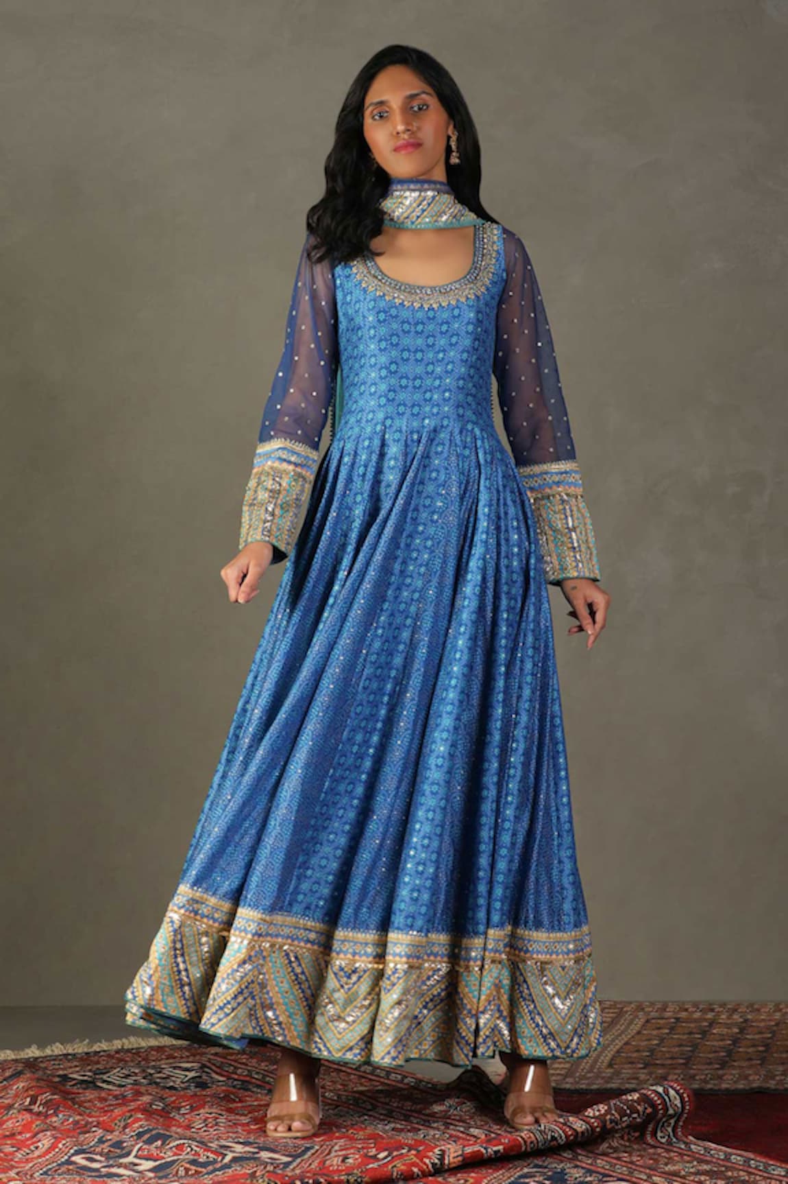 RI.Ritu Kumar Bandhani Print Anarkali Churidar Set