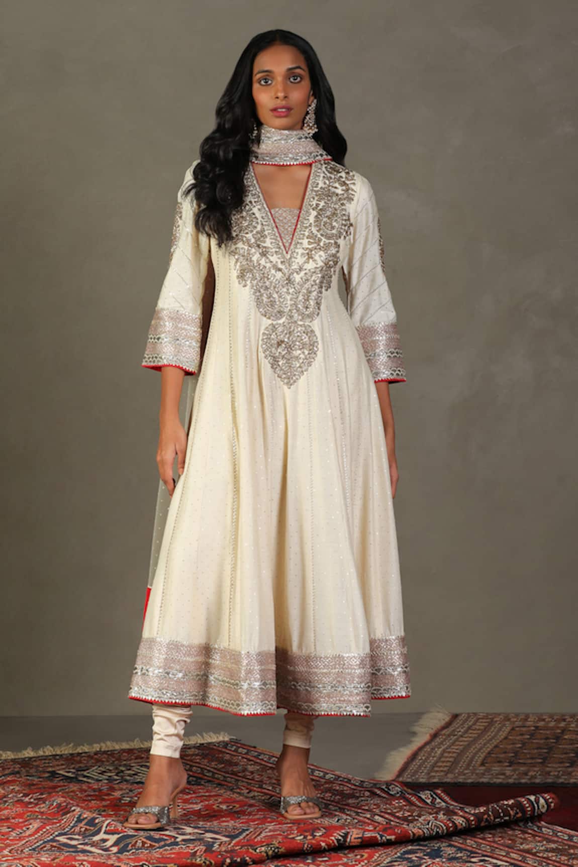 RI.Ritu Kumar Bhawani Gota Embroidered Anarkali Churidar Set 