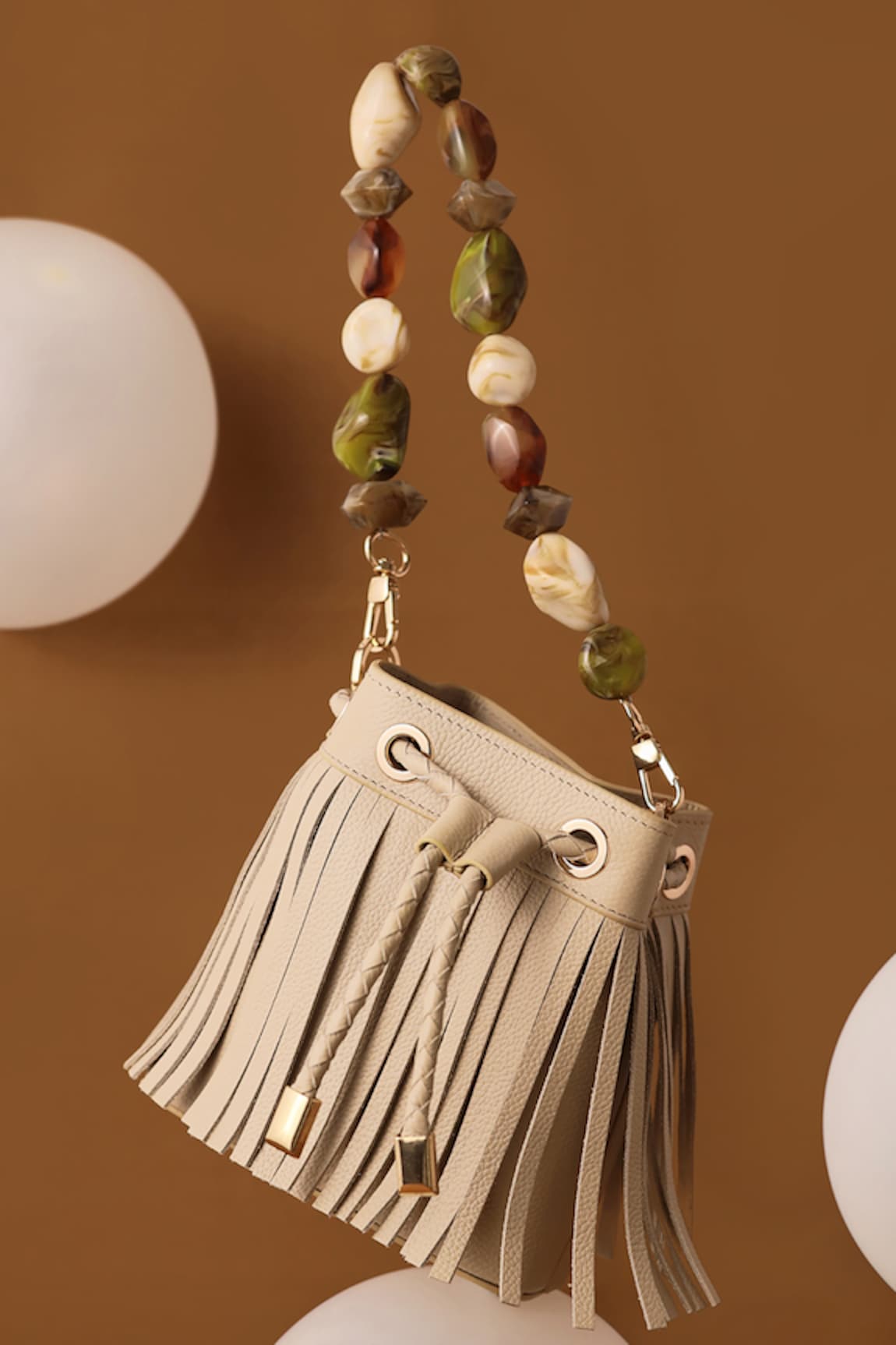 And Also Boho Tassel Embellished Bucket Bag