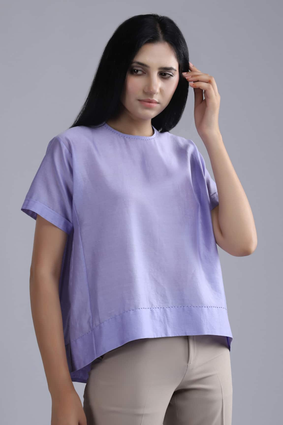 DHI Solid Chanderi T-shirt