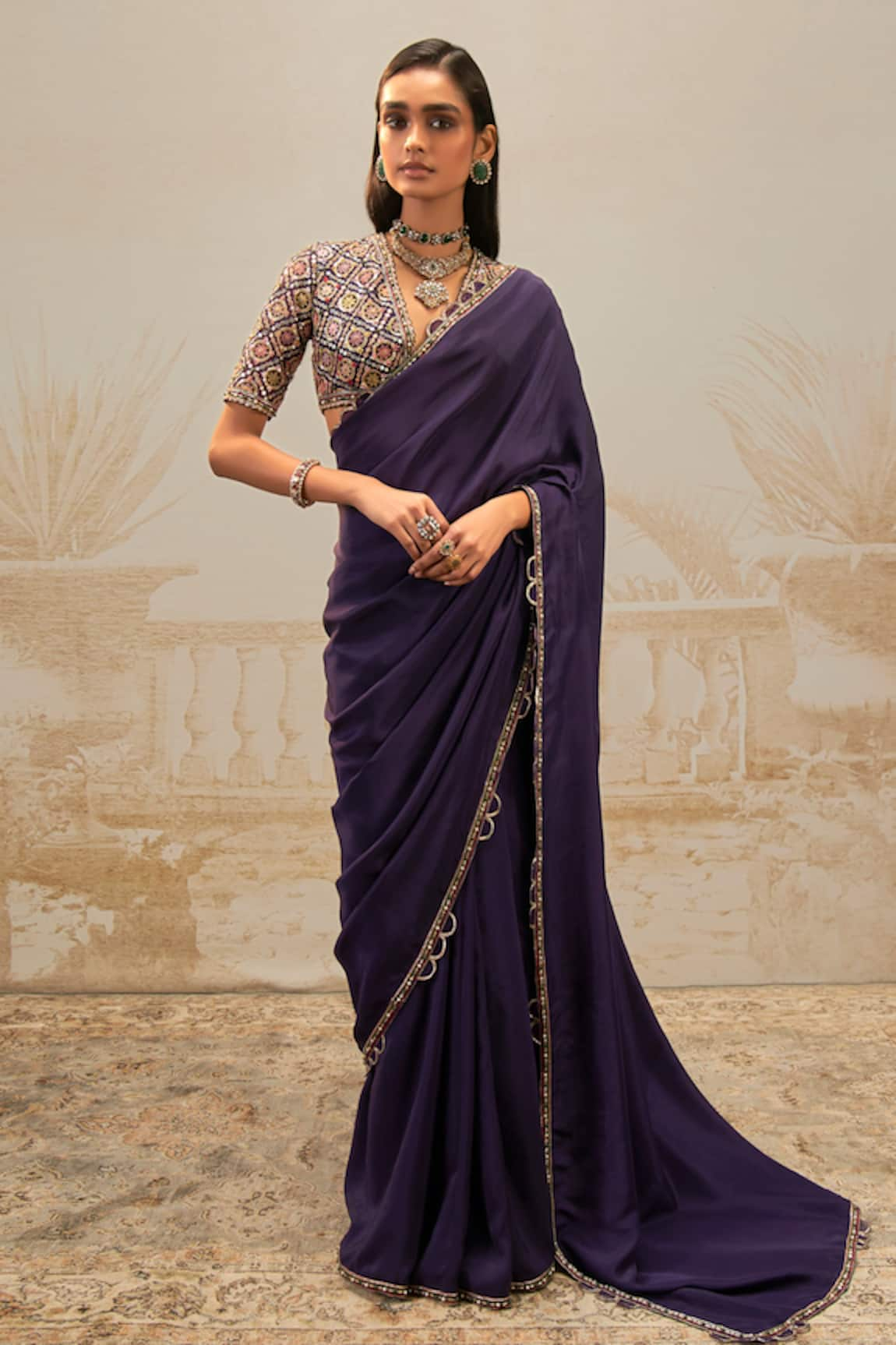 Ridhi Mehra Rangrez Border Embroidered Saree With Blouse