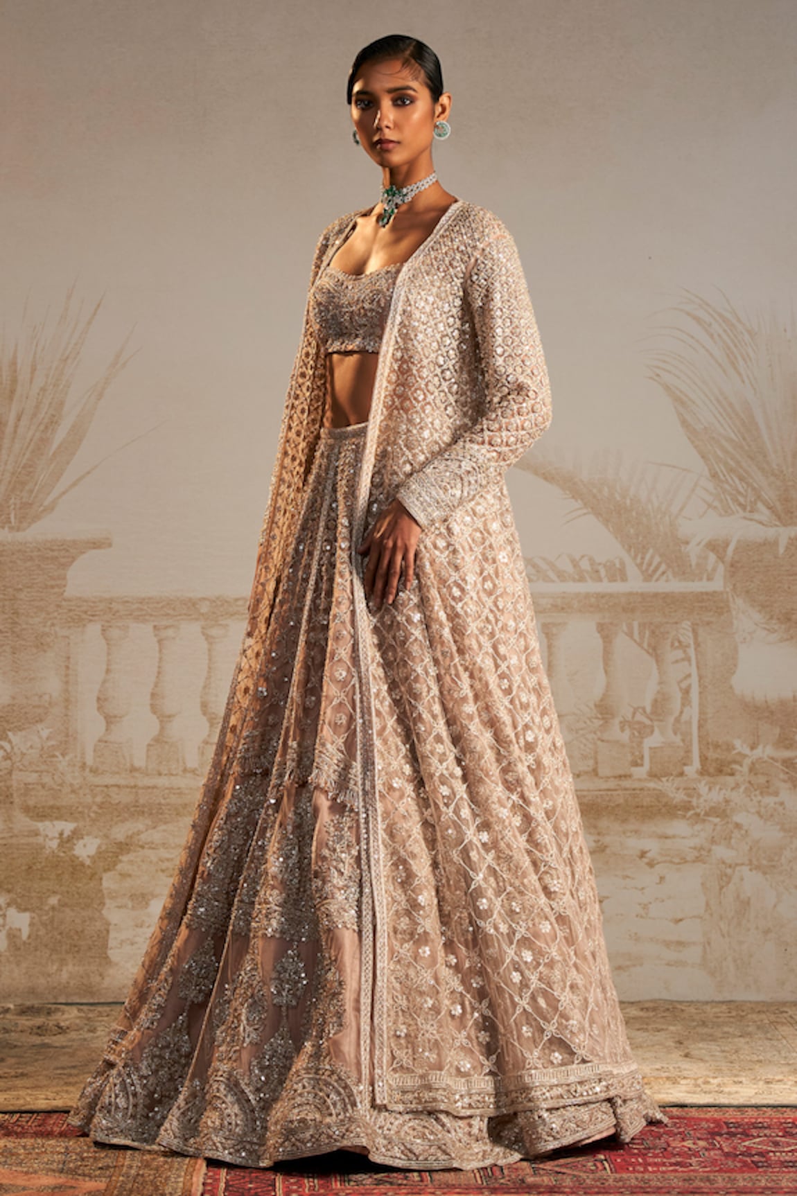 Ridhi Mehra Gallaan Sequin Embroidered Bridal Jacket Lehenga Set