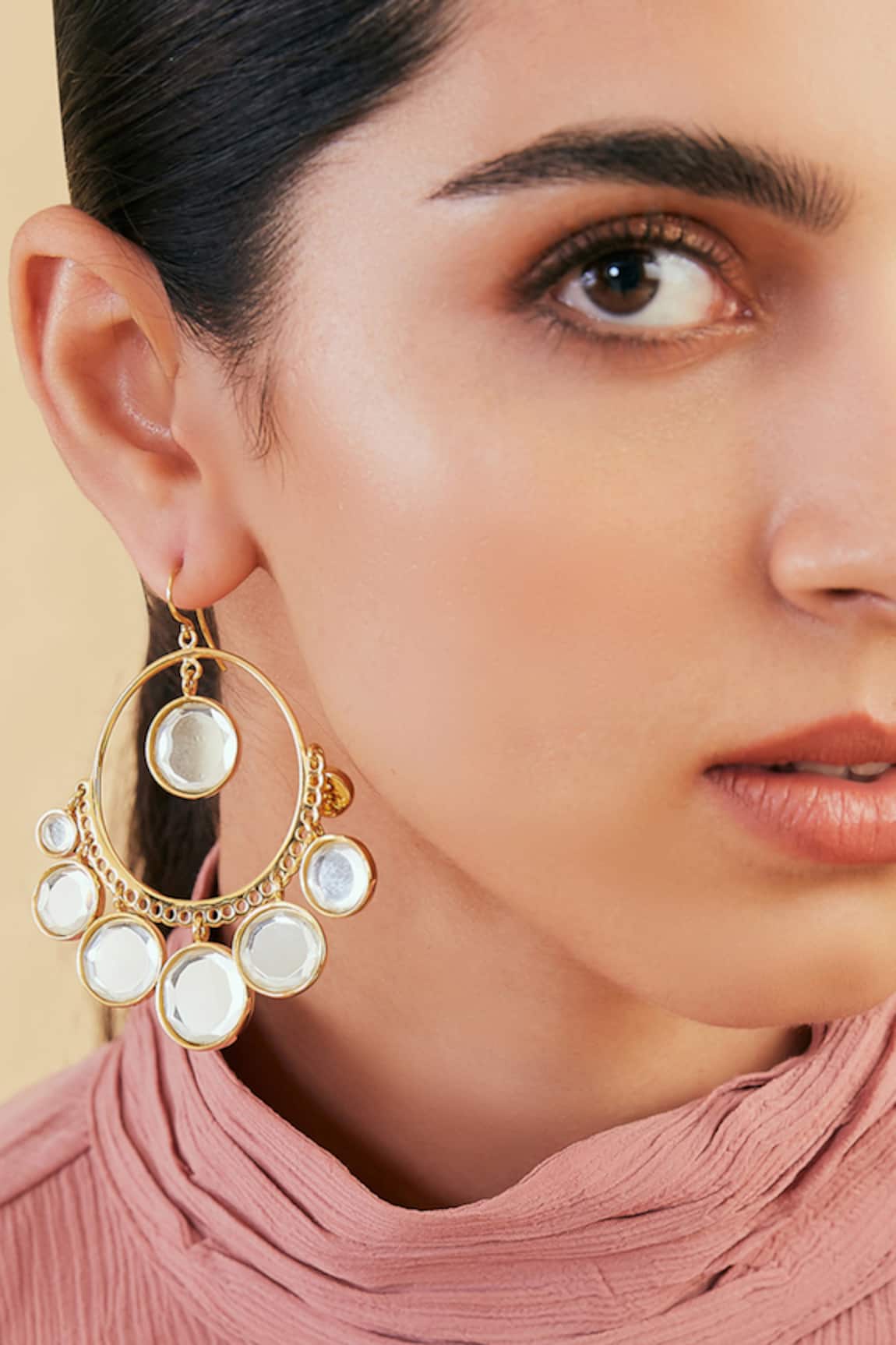 Isharya Borderless Mirror Gems Hoop Earrings