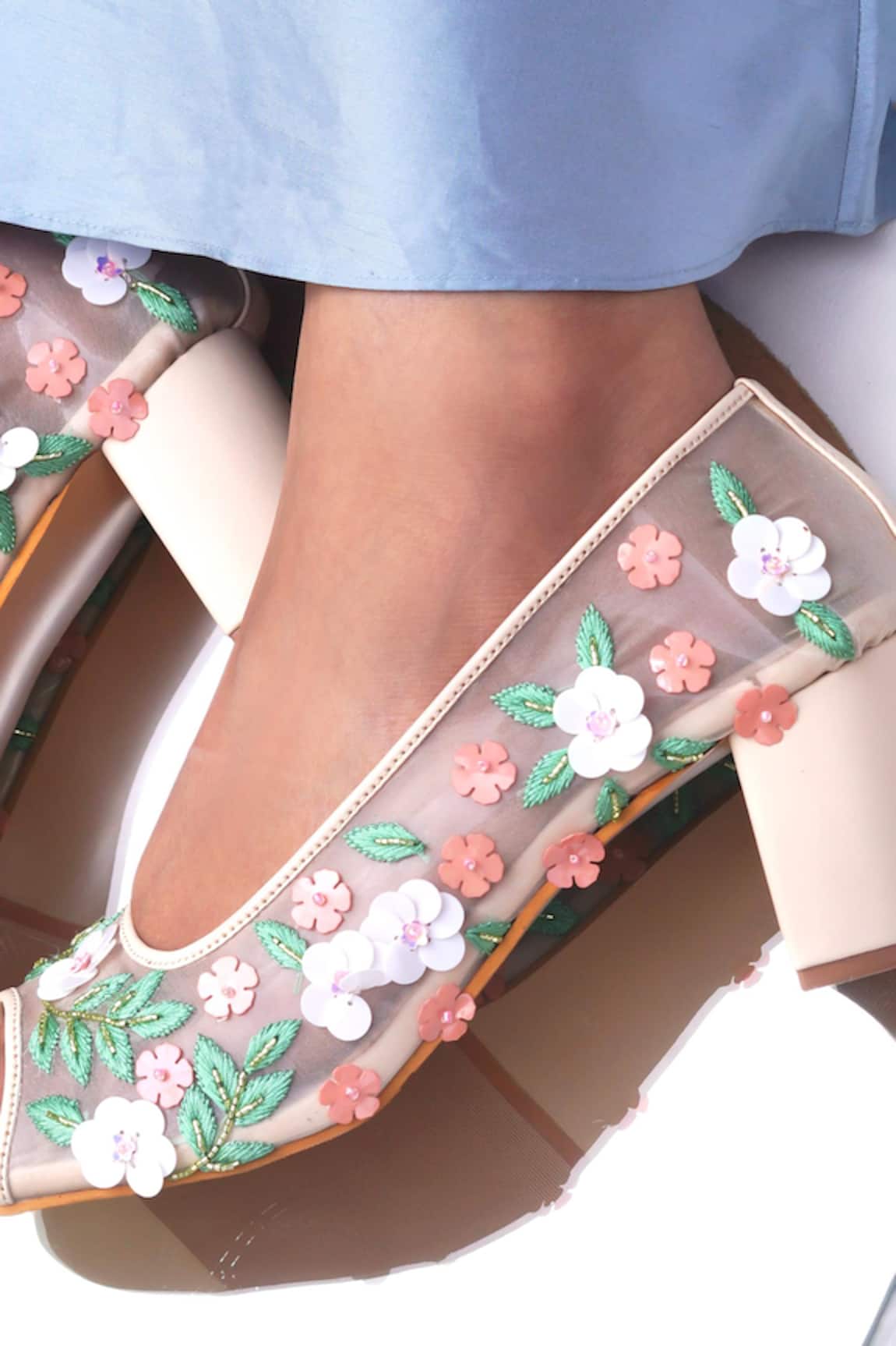 Shradha Hedau Footwear Couture Thea Floral Sequin Embellished Heels