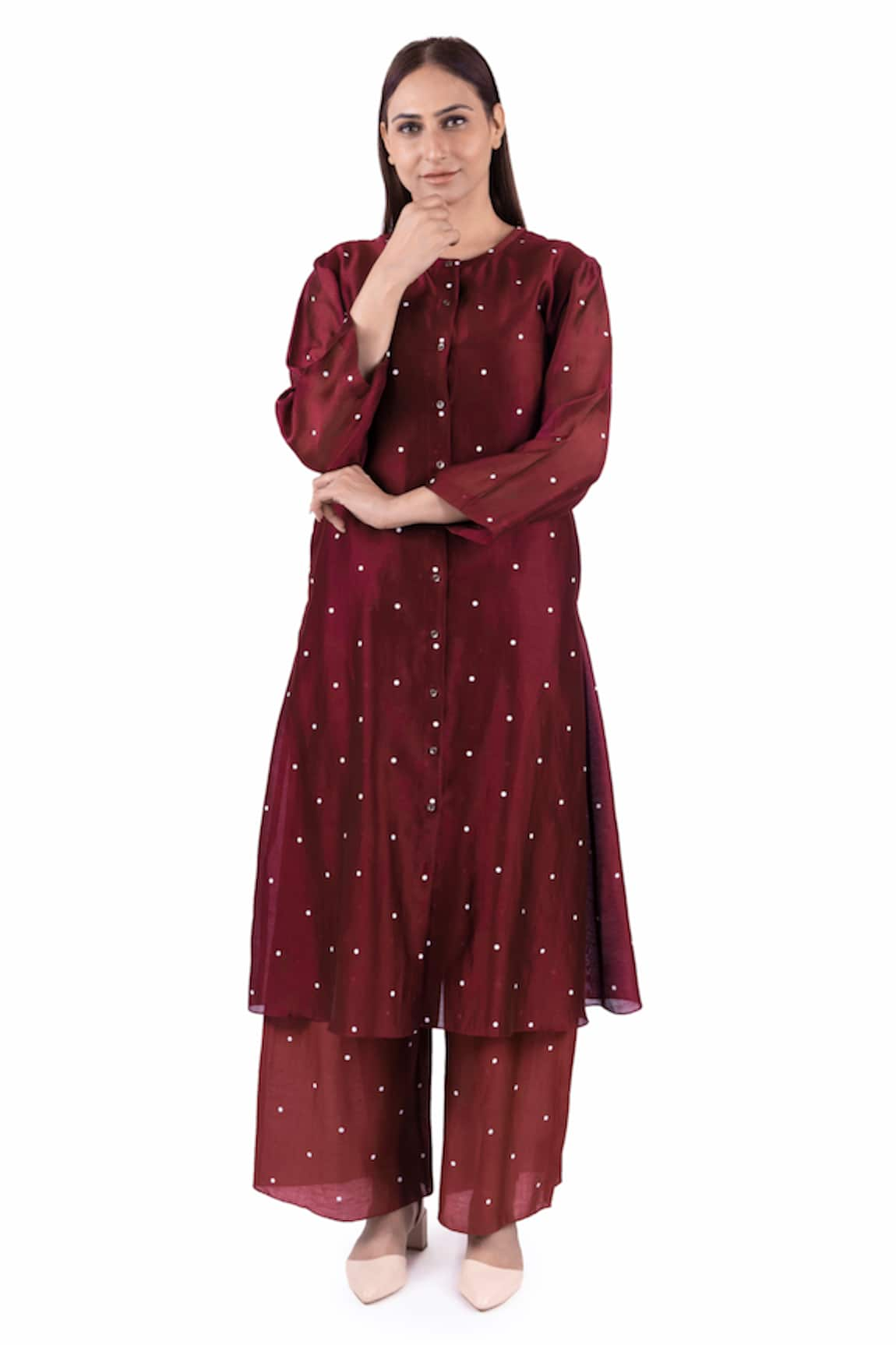 KHAT Polka Print Chanderi Silk Kurta & Pant Set