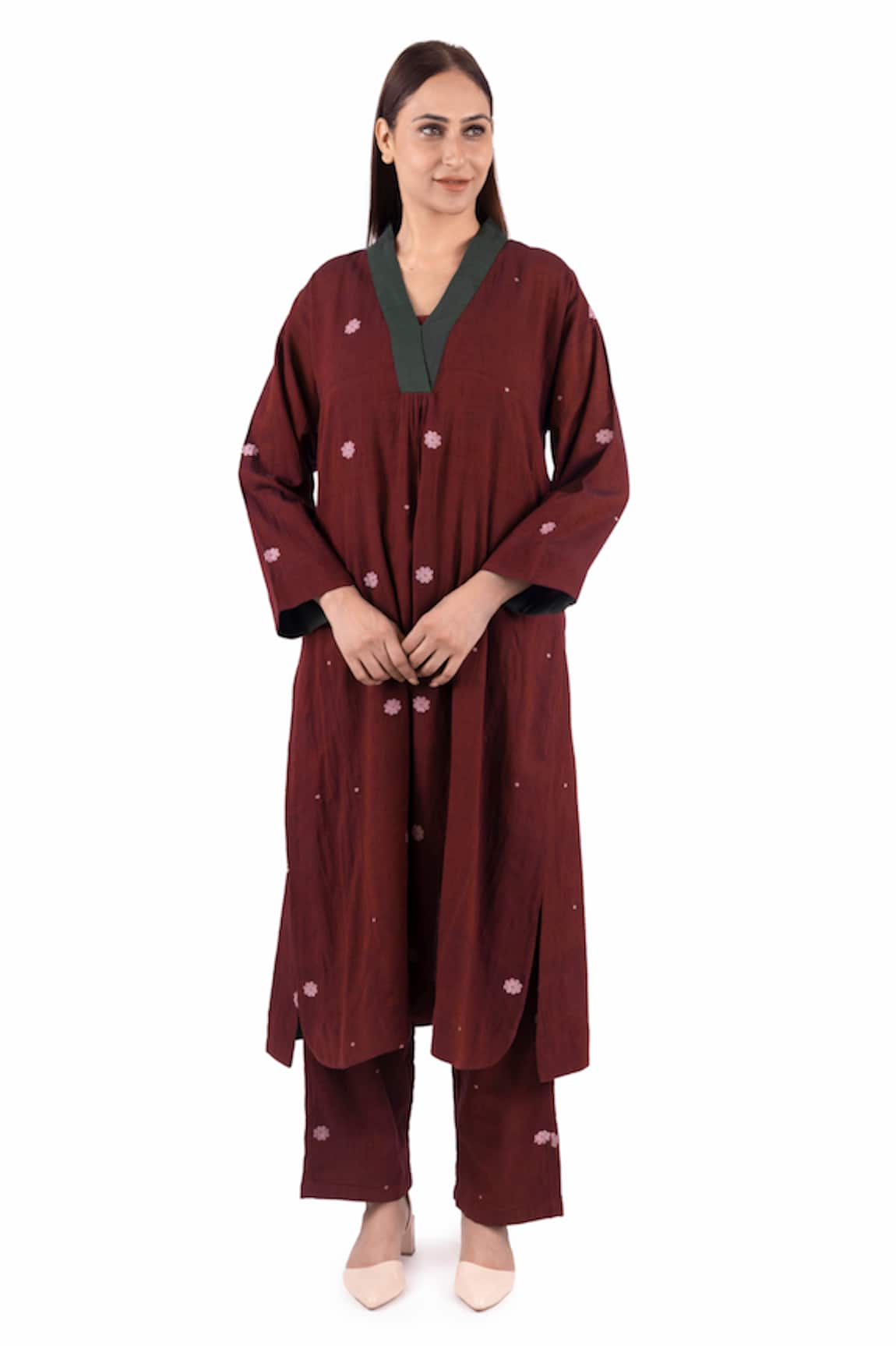 KHAT Floral Woven Pattern Kurta & Pant Co-ord Set