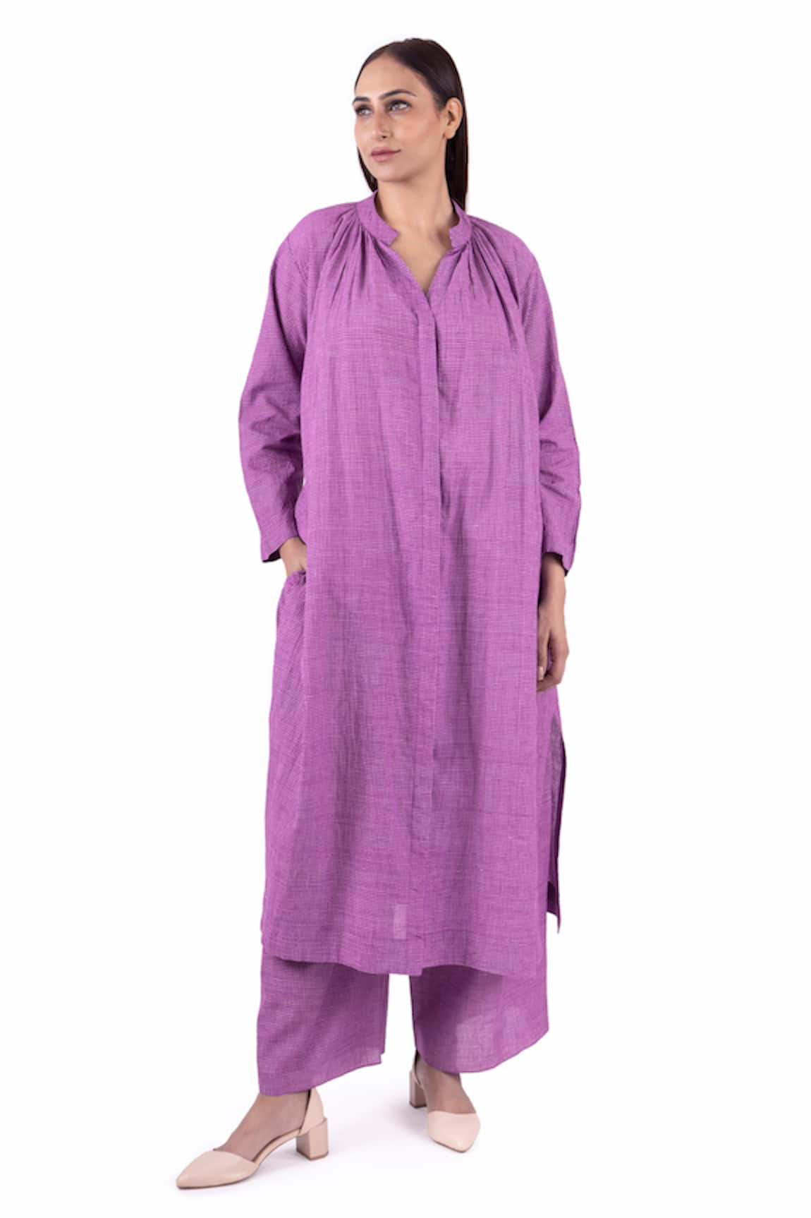 KHAT Wisteria Checkered Handwoven Kurta & Pant Set