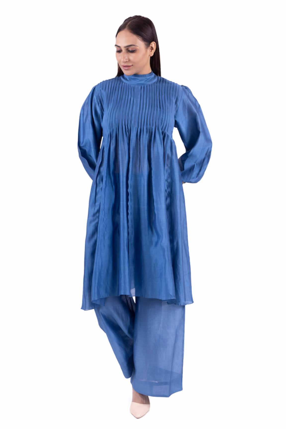 KHAT Pintucked Chanderi Silk Kurta & Pant Set