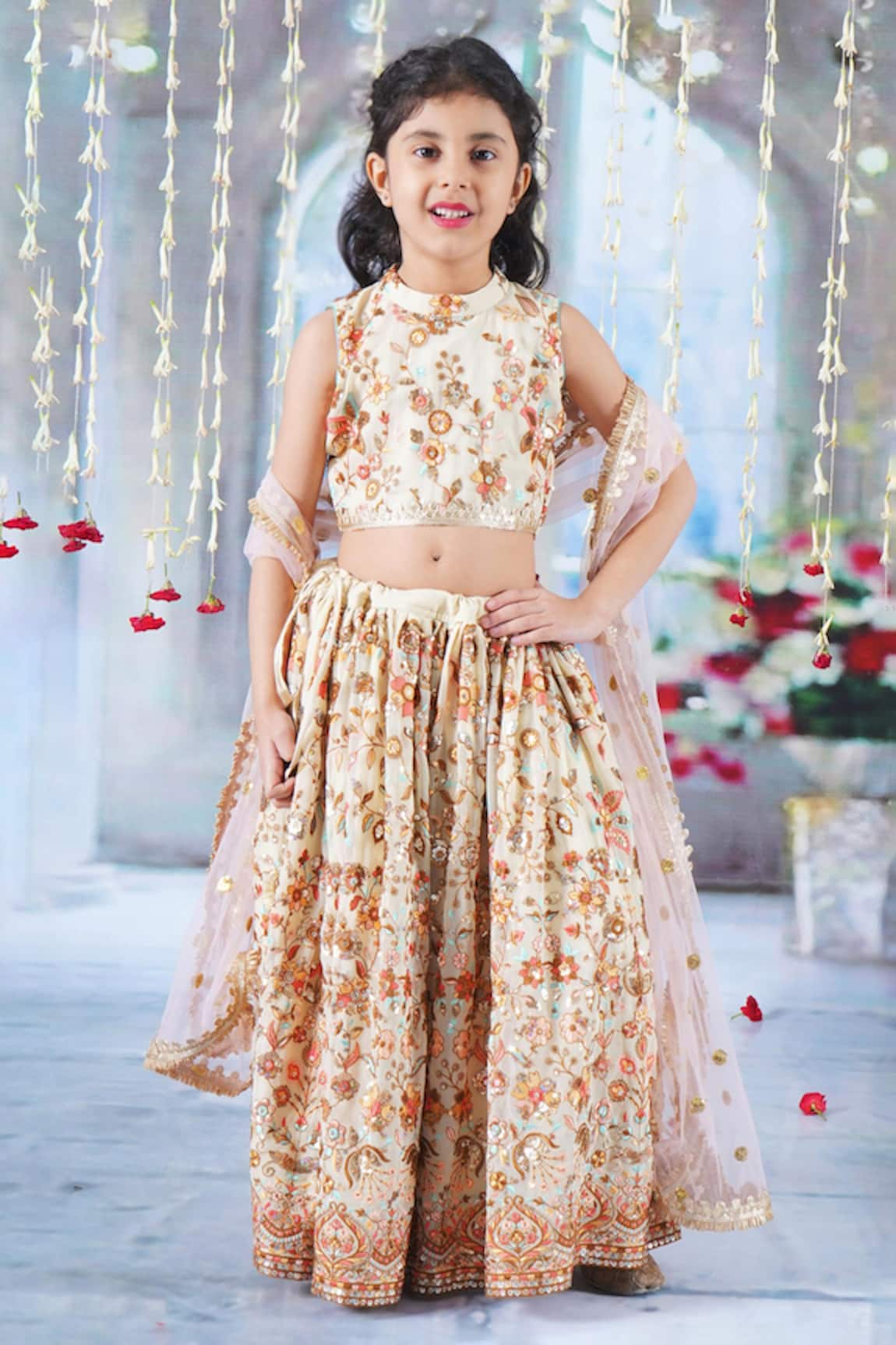 Little Bansi Floral Embroidery Lehenga Blouse Set