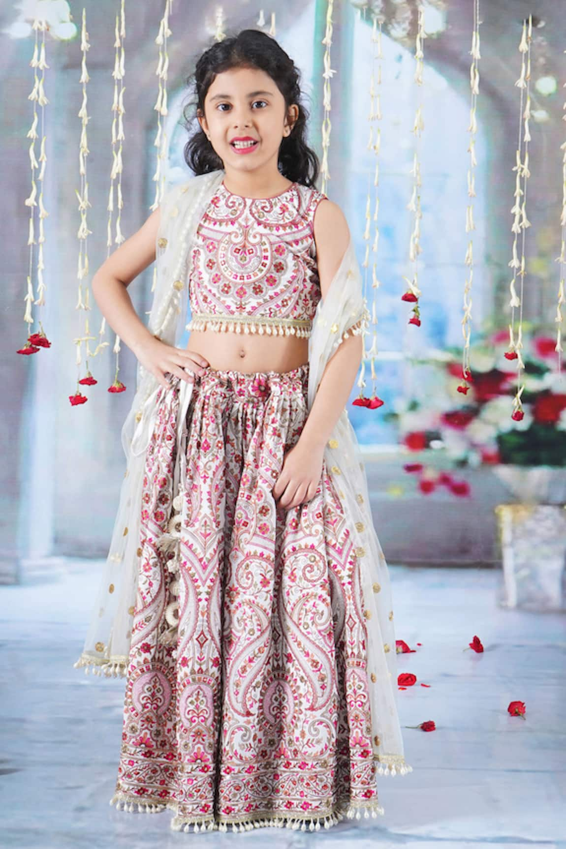 Little Bansi Floral Mughal Pattern Lehenga Set