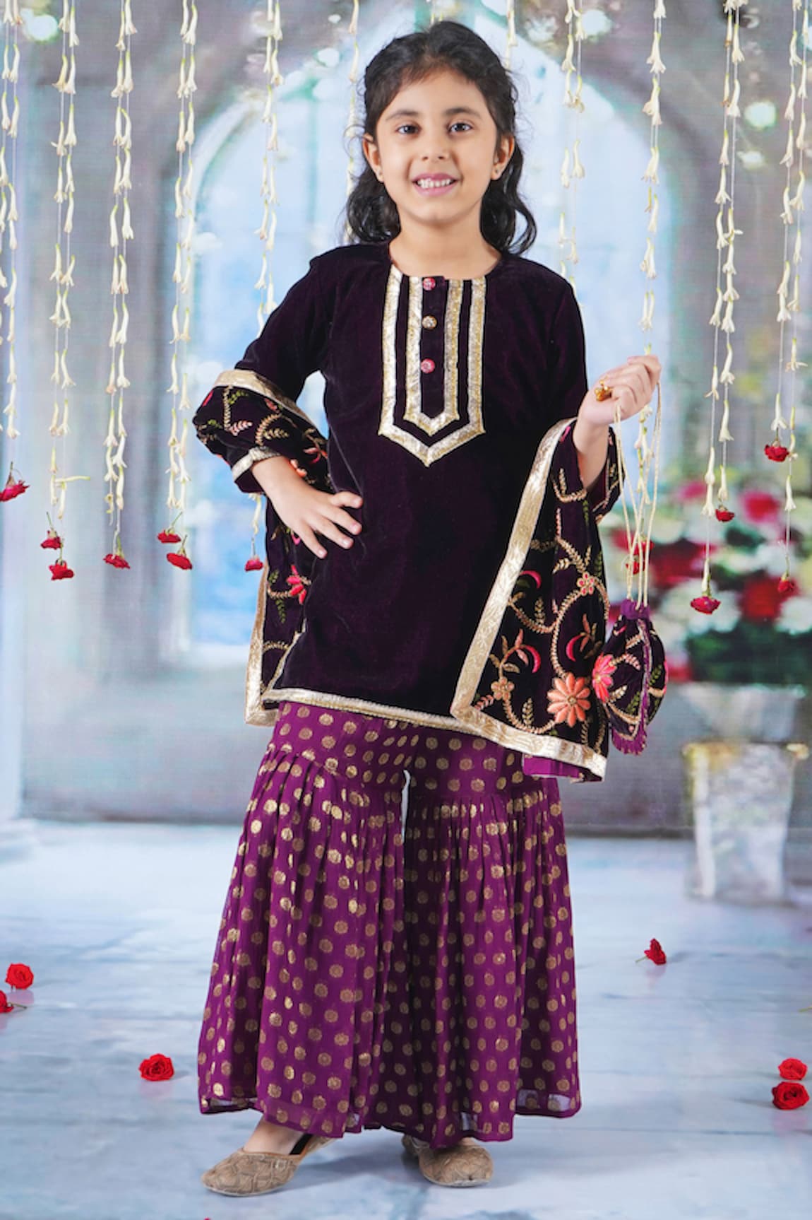 Little Bansi Bansari Sharara Set With Embroidered Dupatta