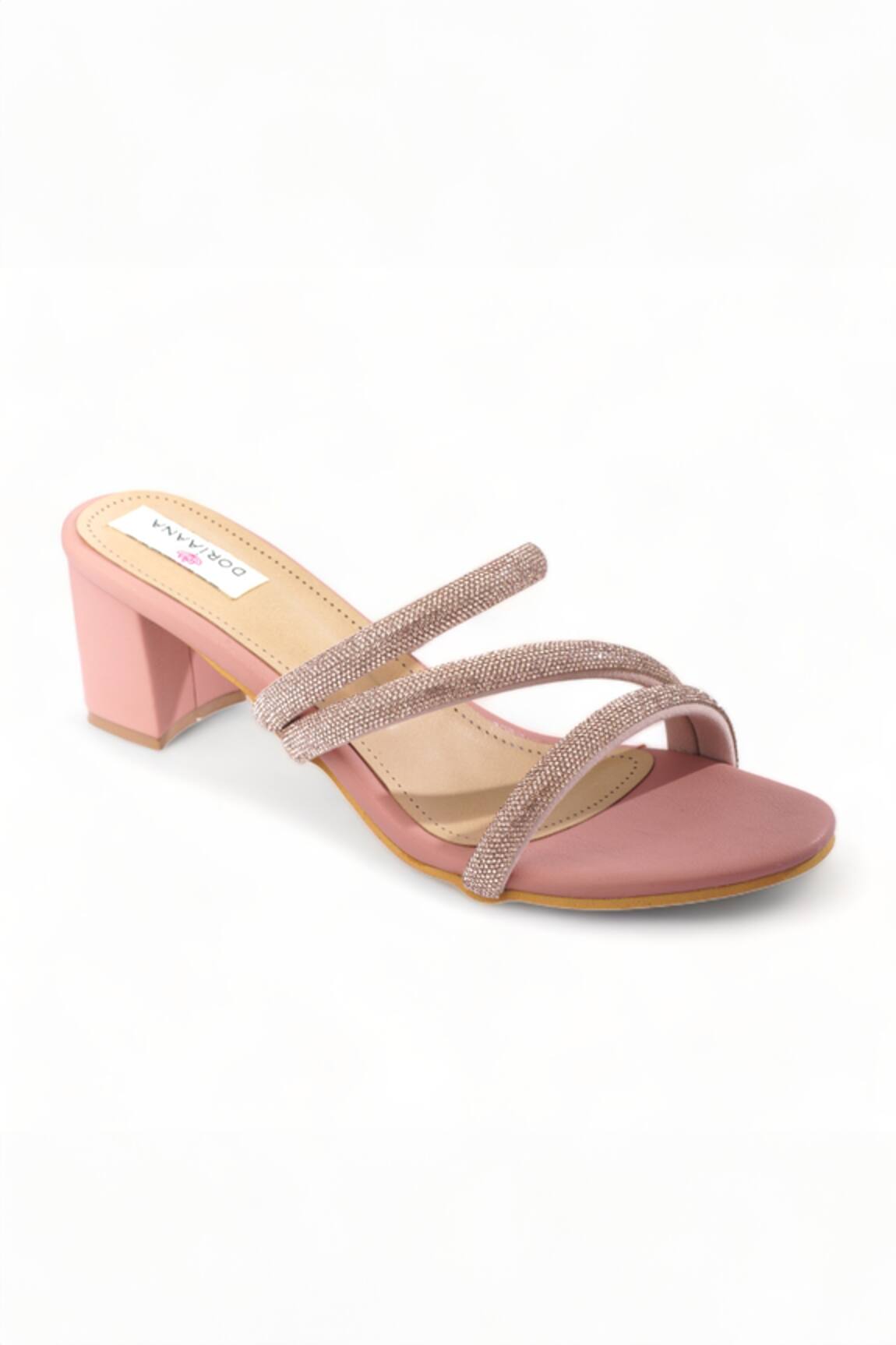Doriaana Iona Shimmer Strap Block Heels