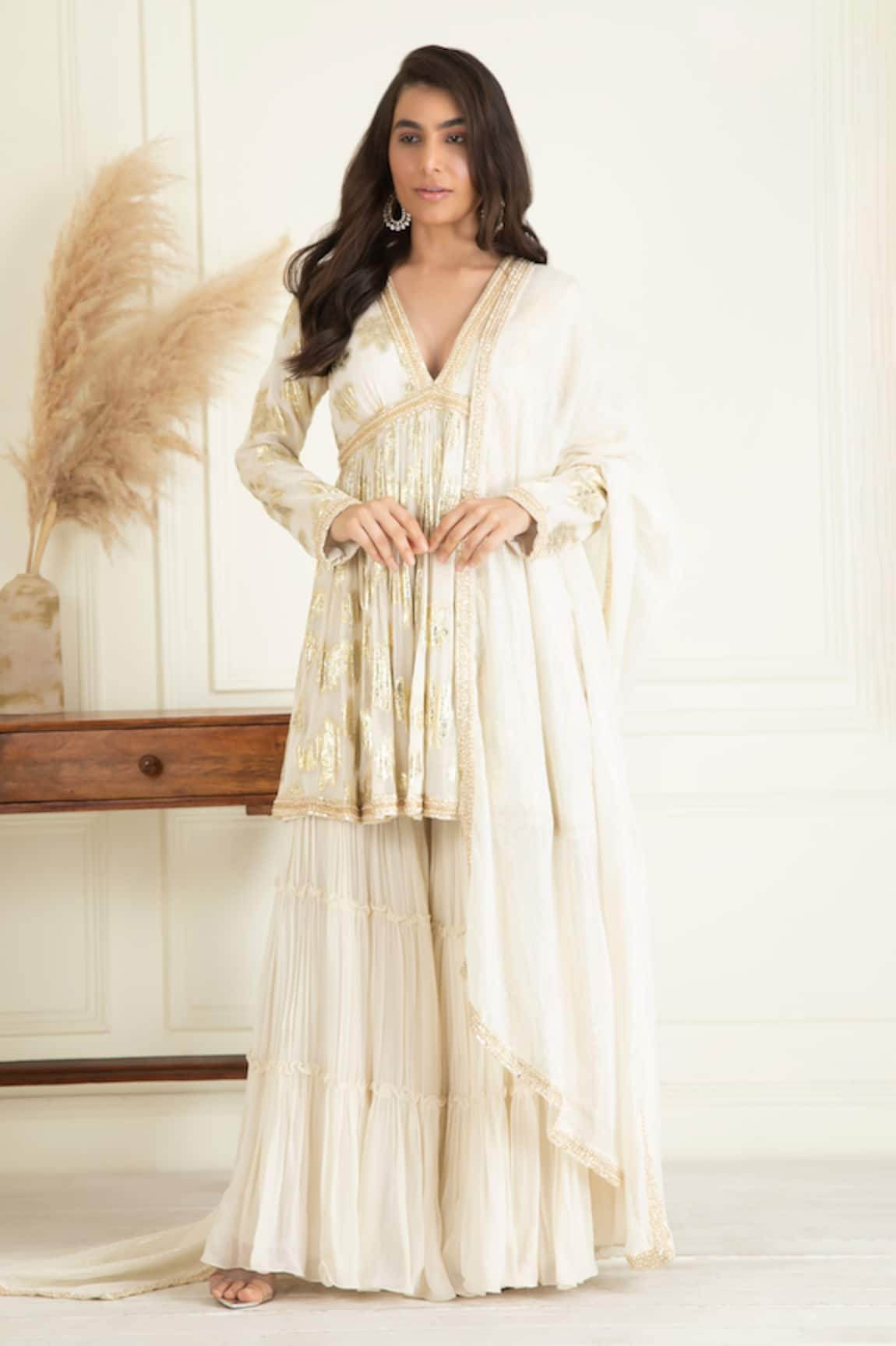 Priyanka Jain Embroidered Peplum Kurta Sharara Set