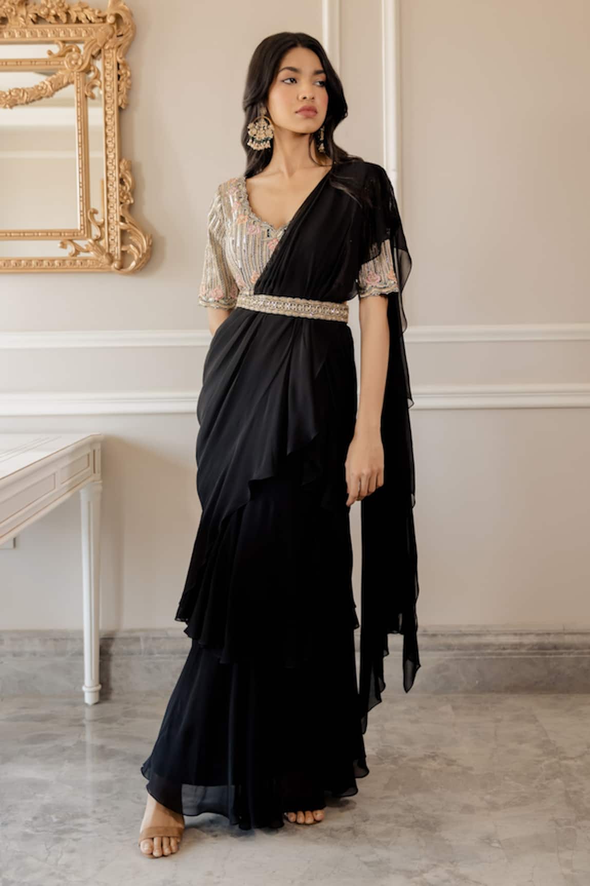 Paulmi and Harsh Georgette Saree With Embroidered Blouse