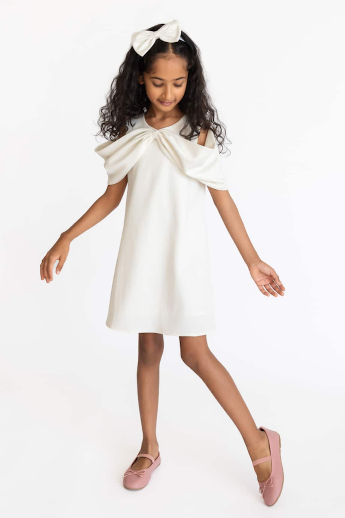 A Little Fable Pearl Bow Embellished Dress