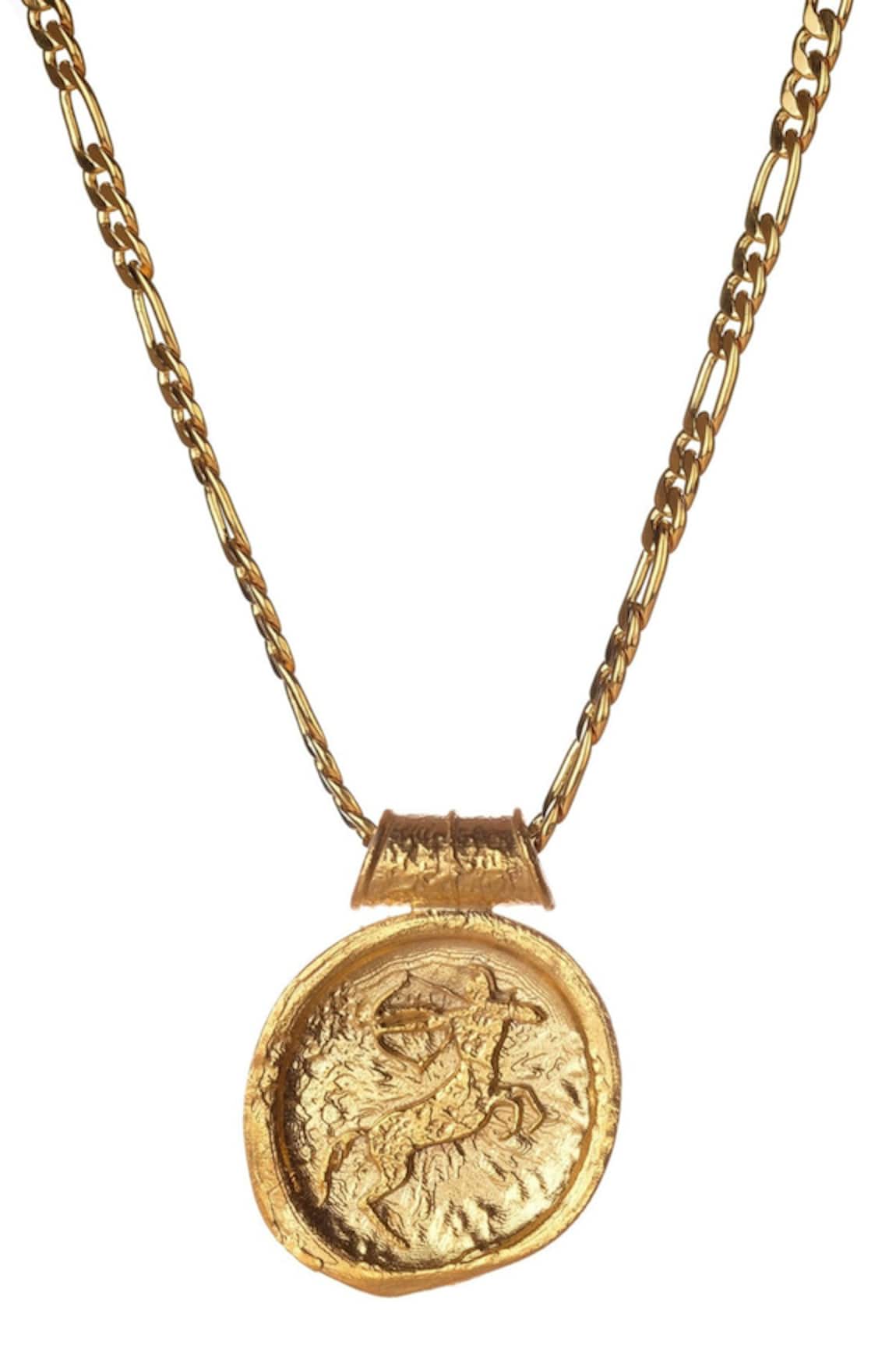 Misho Figaro Carved Sagittarius Zodiac Pendant Necklace