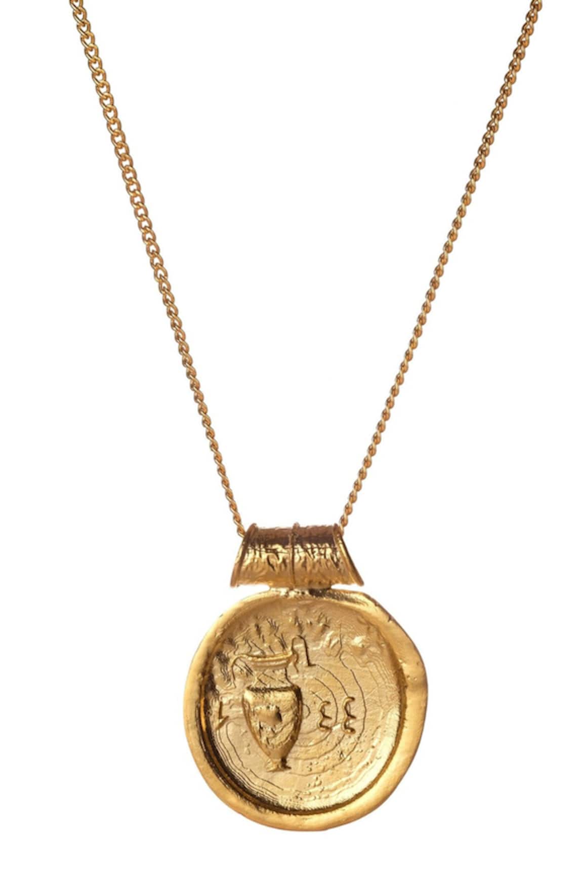 Misho Minimal Aquarius Carved Zodiac Pendant Necklace