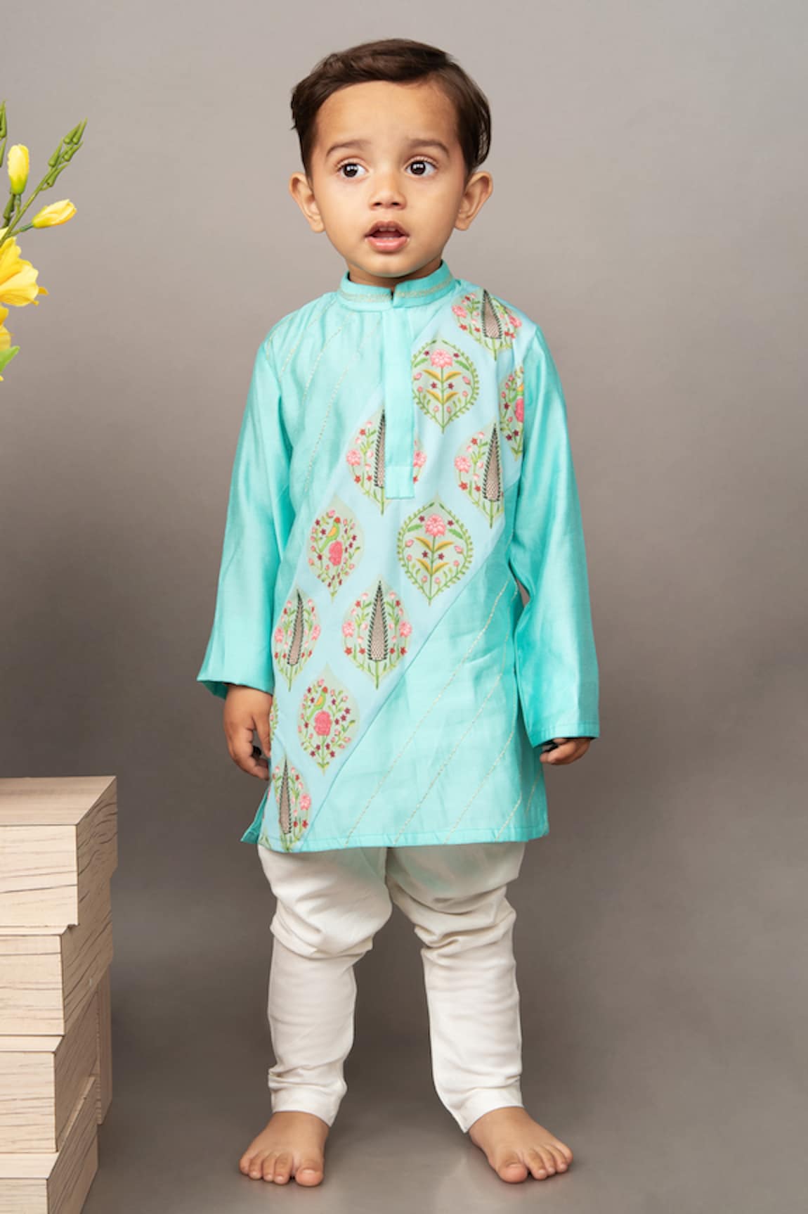 Little Brats Floral Print Kurta & Churidar Set