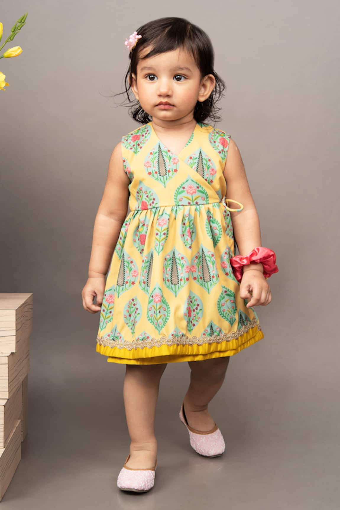 Little Brats Floral Pattern Overlap Dress