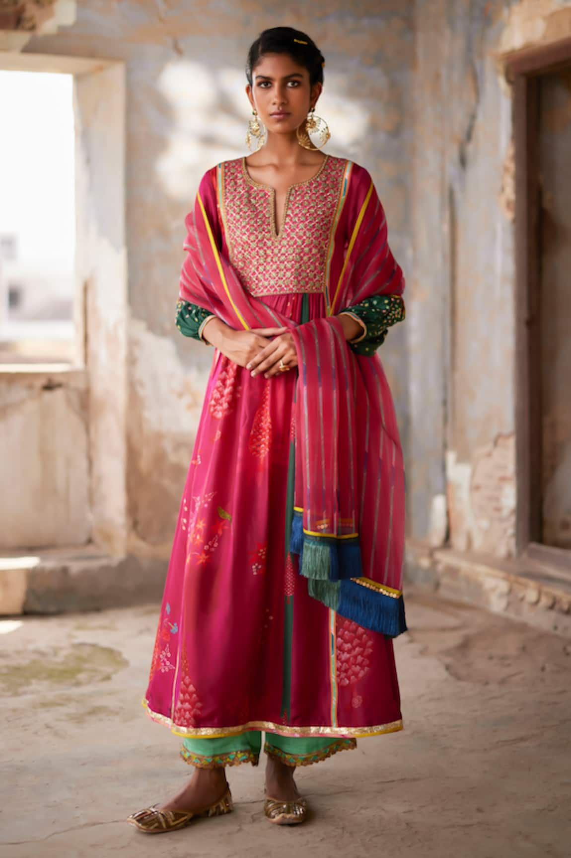 Rajiramniq Nadira Floral Print Anarkali Palazzo Set