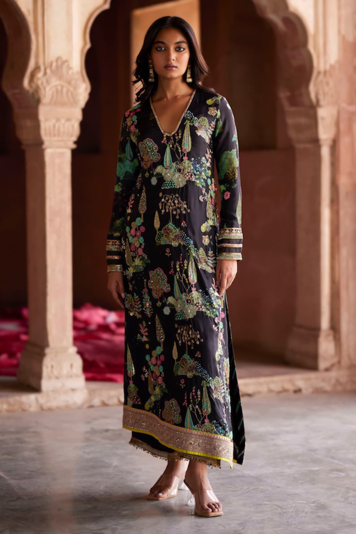 Rajiramniq Nadira Nature Print Kurta & Palazzo Set