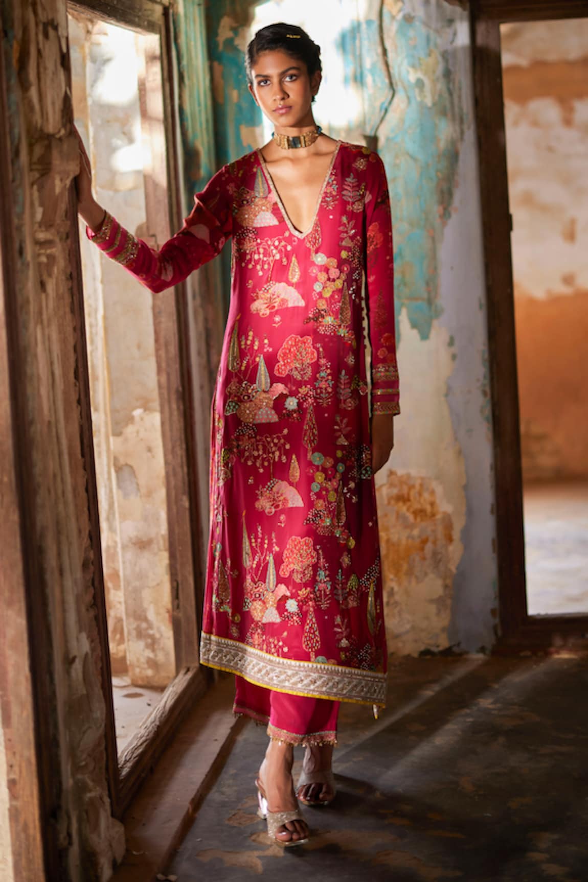 Rajiramniq Nadira Printed Kurta & Palazzo Set