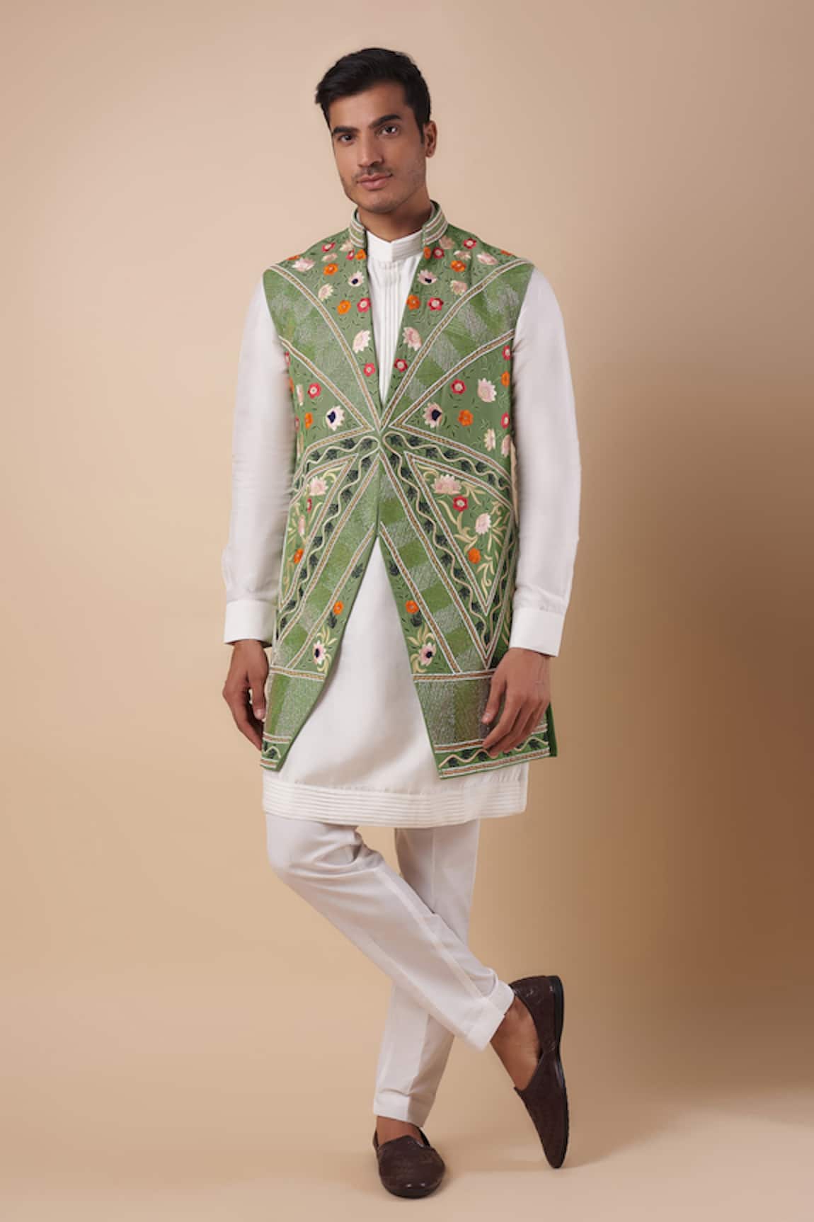Nero by Shaifali and Satya Floral Embroidered Jacket Kurta Set
