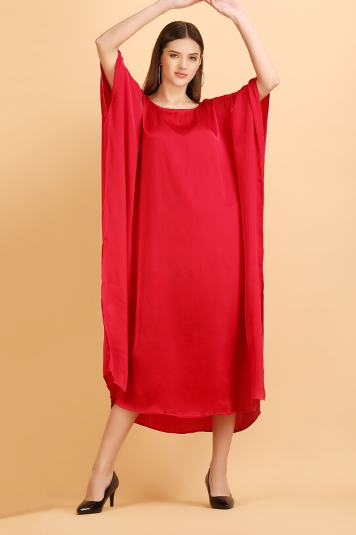 LABEL IVISH Solid Long Satin Kaftan