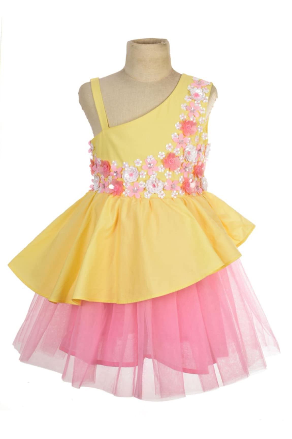 A Little Fable Jaune Garden Floral Embroidered Dress