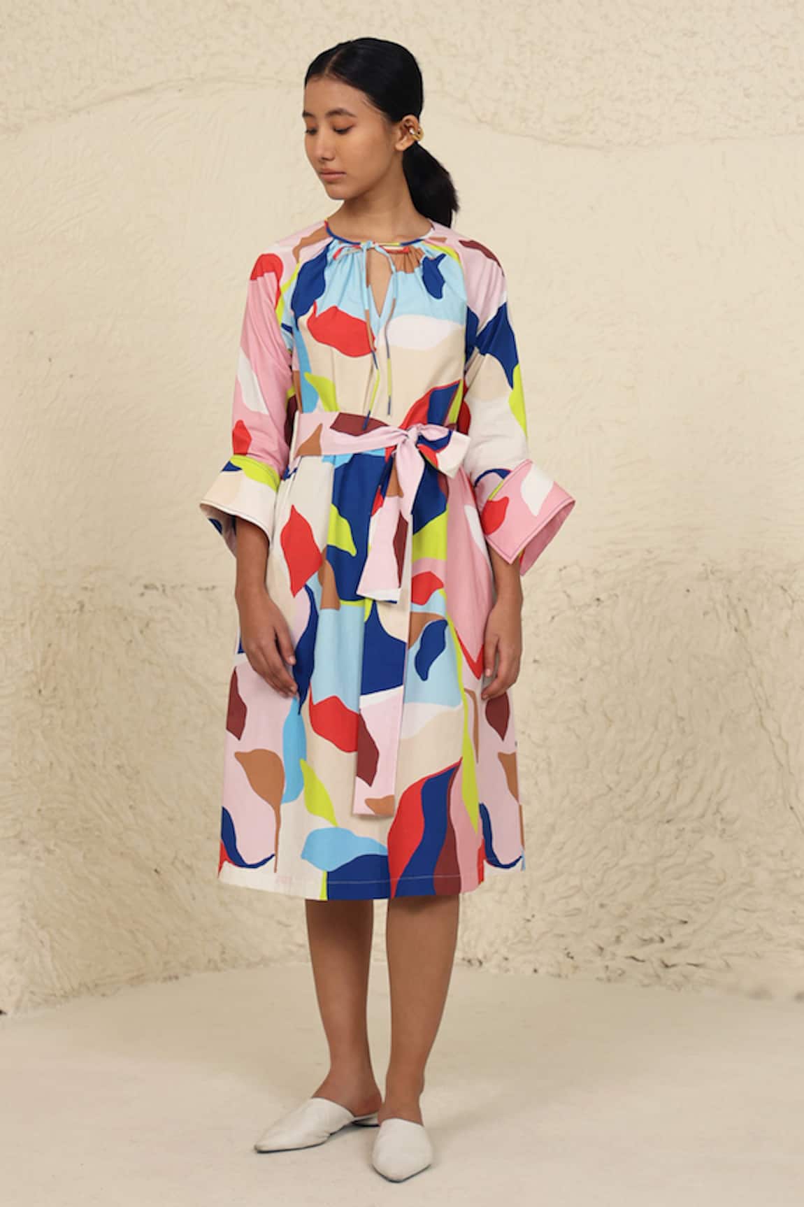 Kanelle Eden Abstract Print Dress With A Detachable Belt