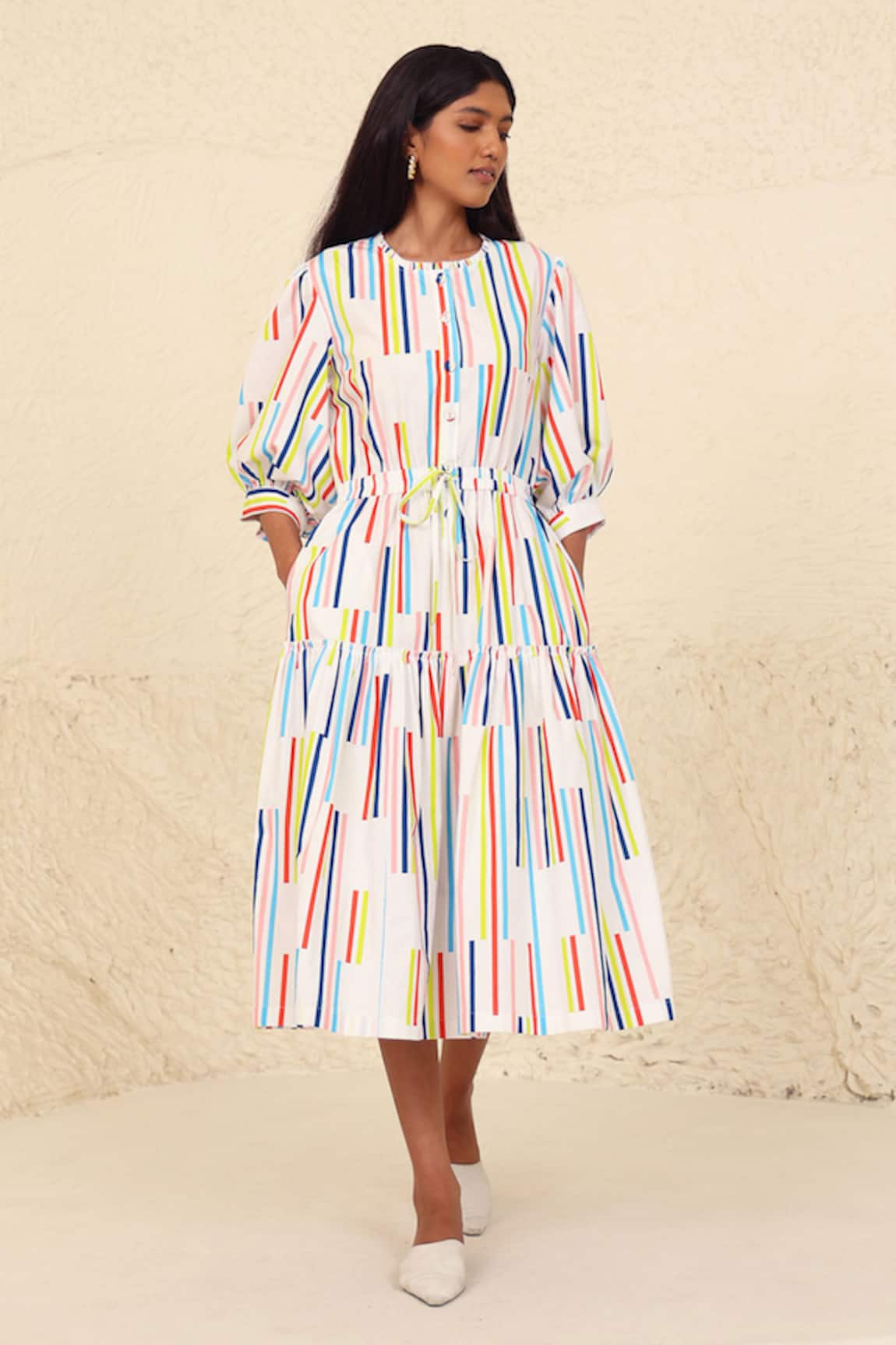 Kanelle Luna Stripe Print Dress