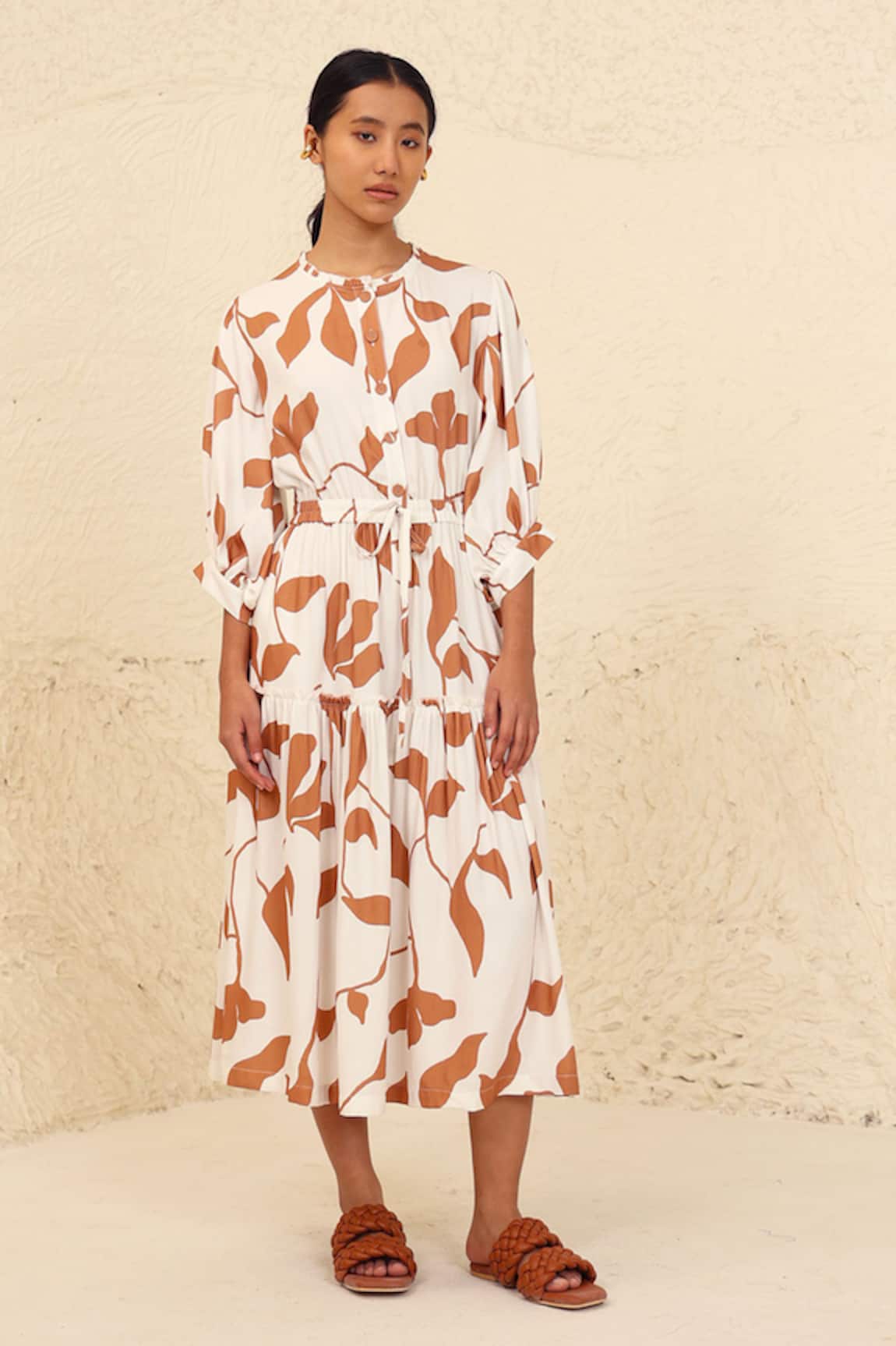 Kanelle Luna Leaf Print Dress