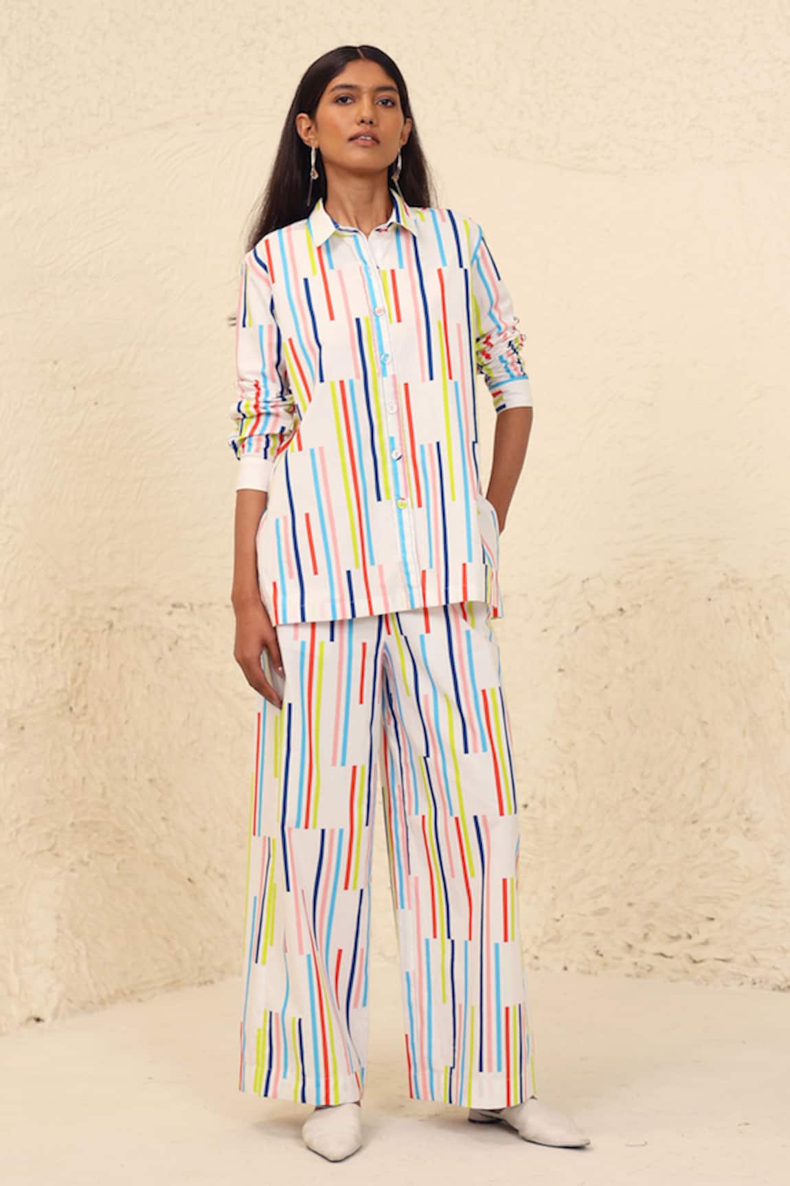 Kanelle Parker Stripe Print Shirt & Trouser Set