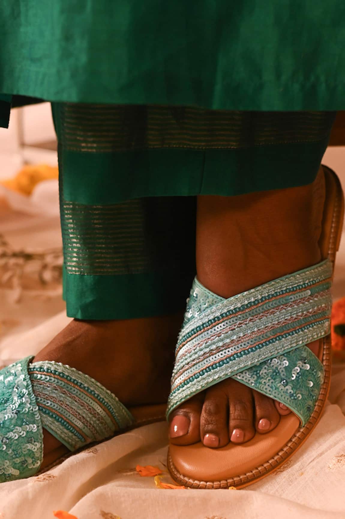 The Golden Wasp Head Up Gorgeous Embellished Criss-Cross Sandals