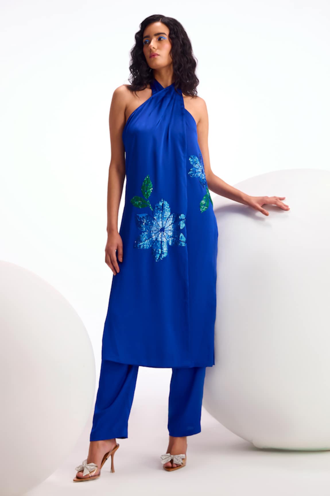 Namrata Joshipura Nova Halter Neck Embroidered Long Top & Pant Set