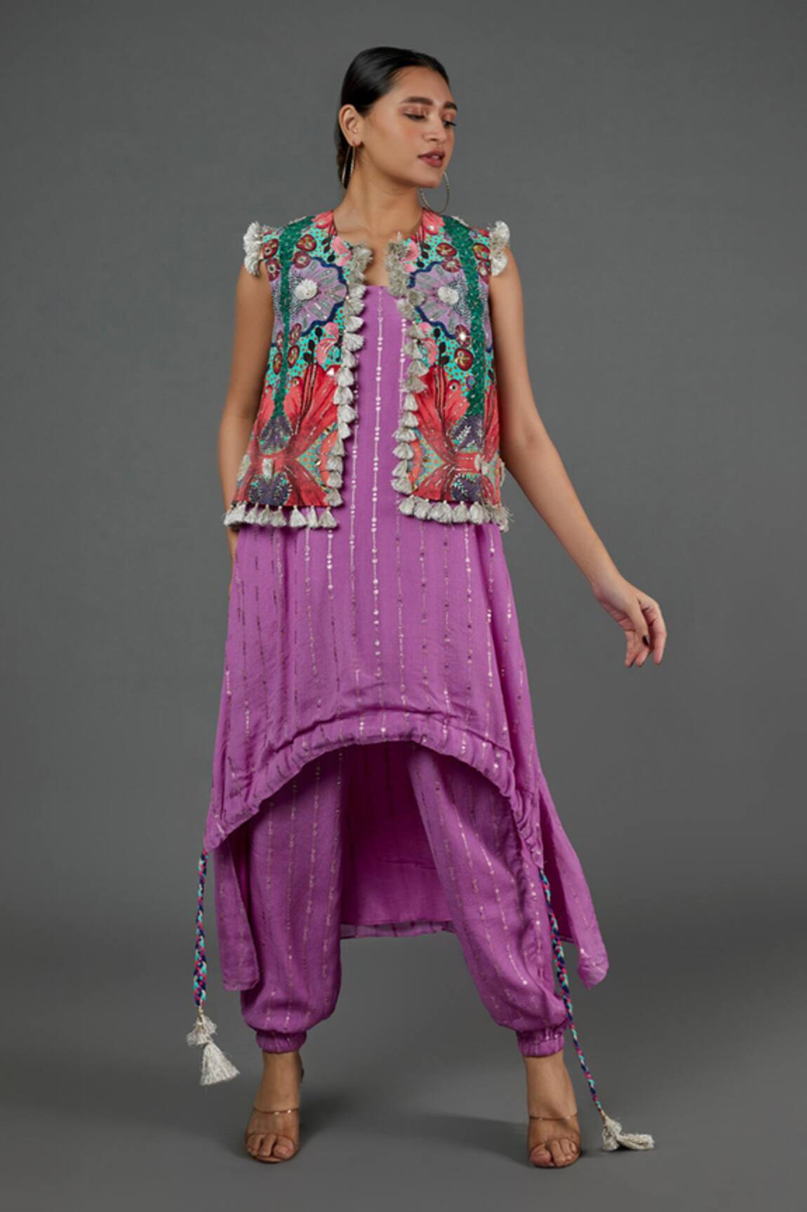 Payal Singhal Sequin Kurta Set With Printed Jacket 