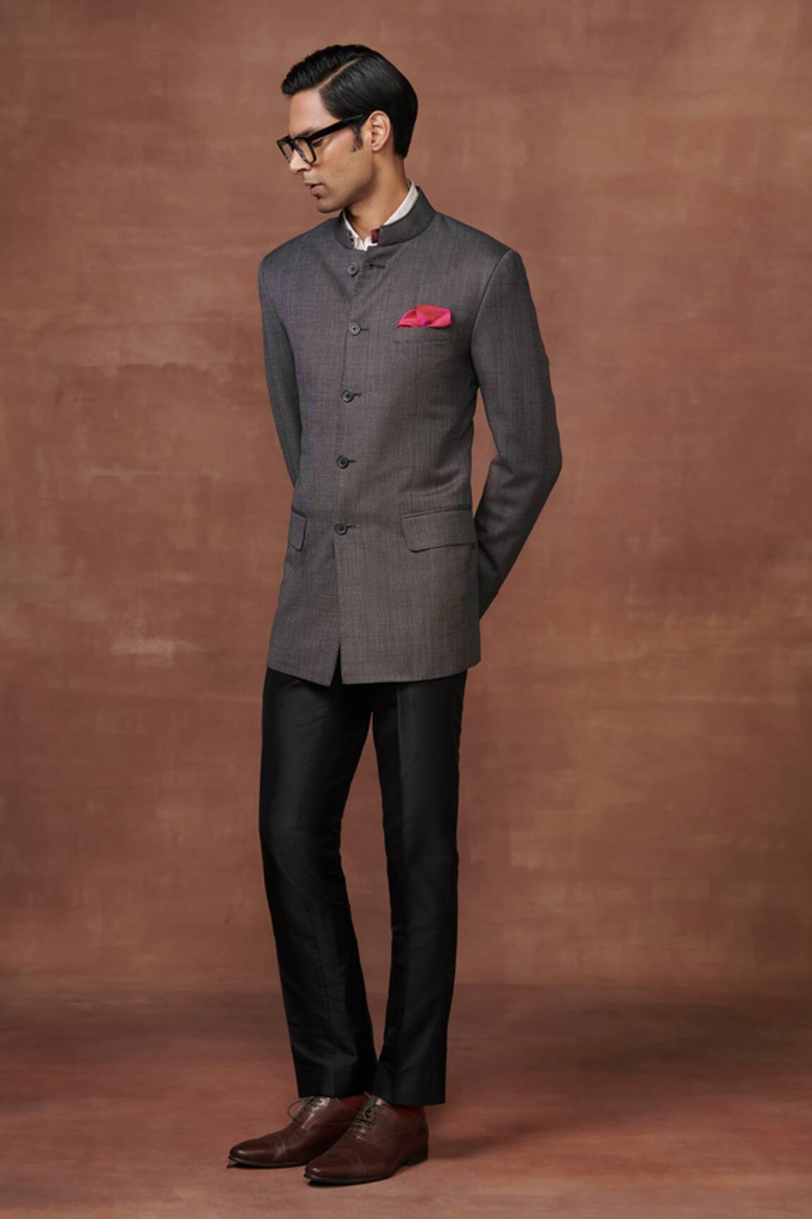 Raghavendra Rathore Jodhpur Full Sleeve Woolen Bandhgala 