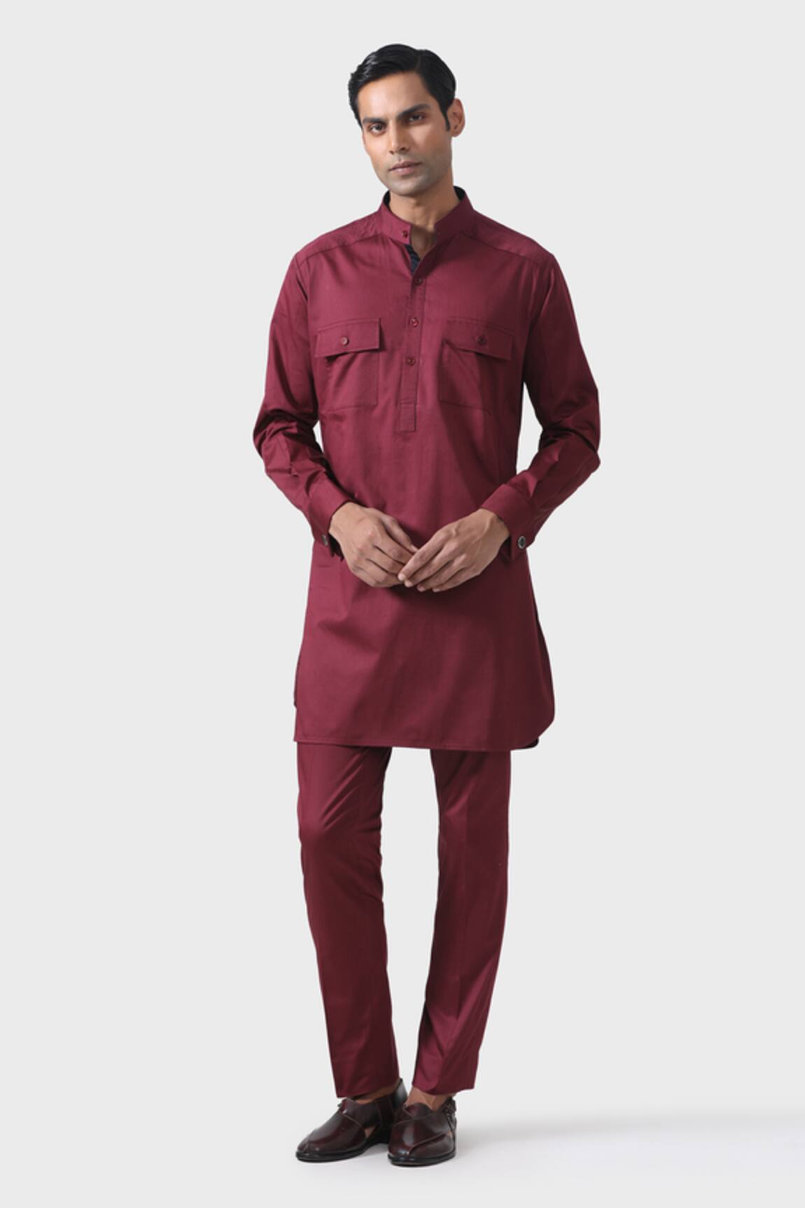 Raghavendra Rathore Jodhpur Elite Bespoke Cotton Pathani Kurta Set 