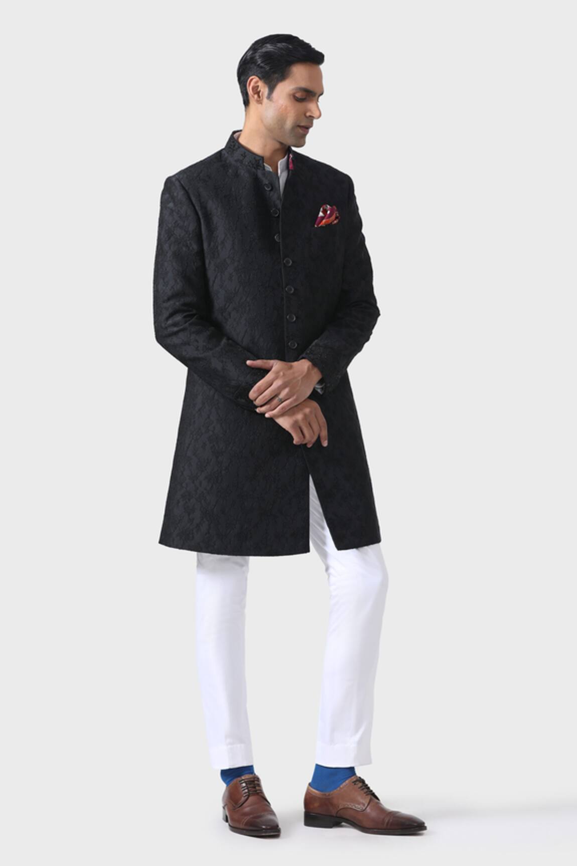 Raghavendra Rathore Jodhpur Timeless Elegance Refined Textured Achkan 