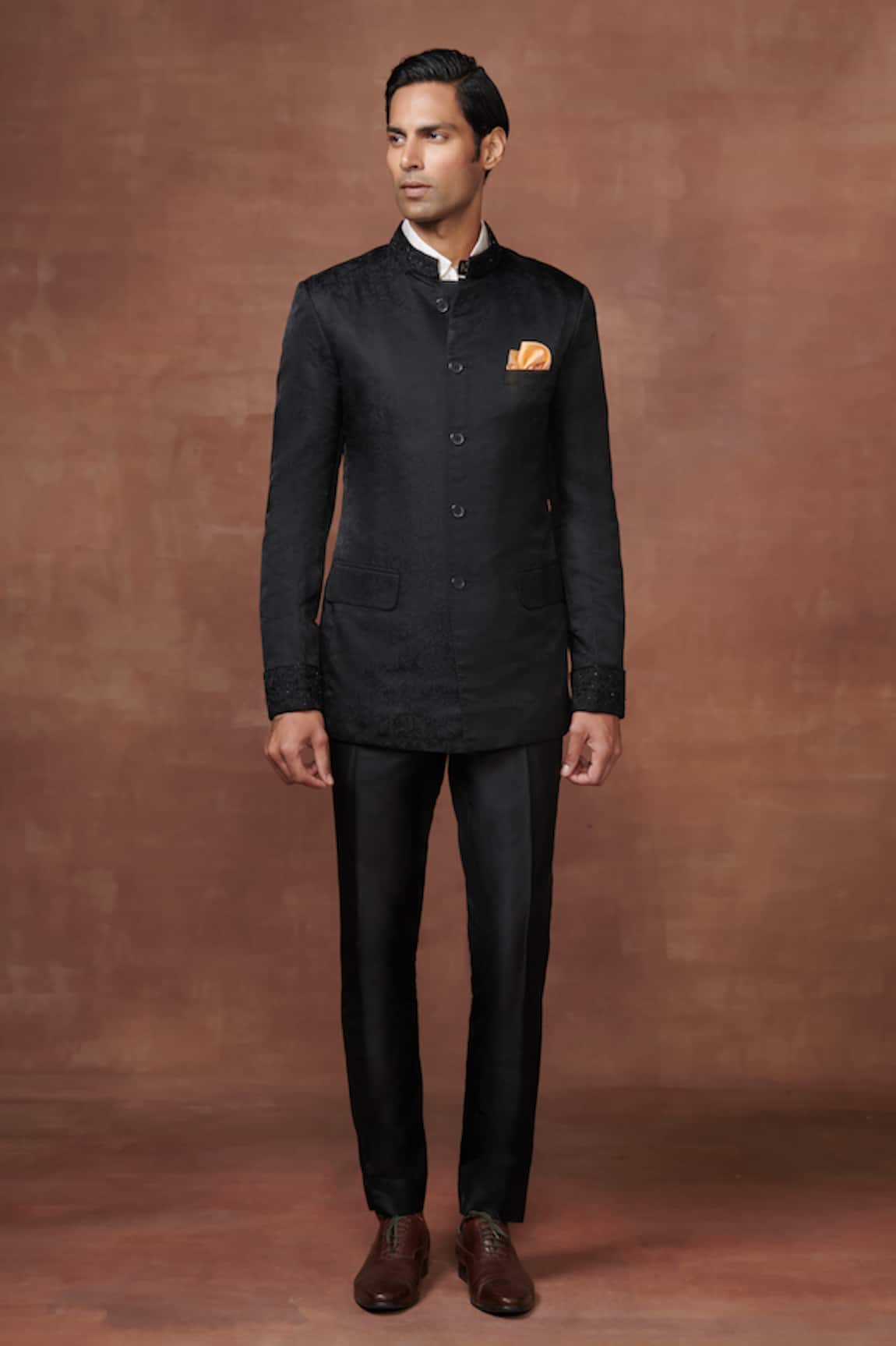 Raghavendra Rathore Jodhpur Sovereign Floral Jacquard Woven Bandhgala 