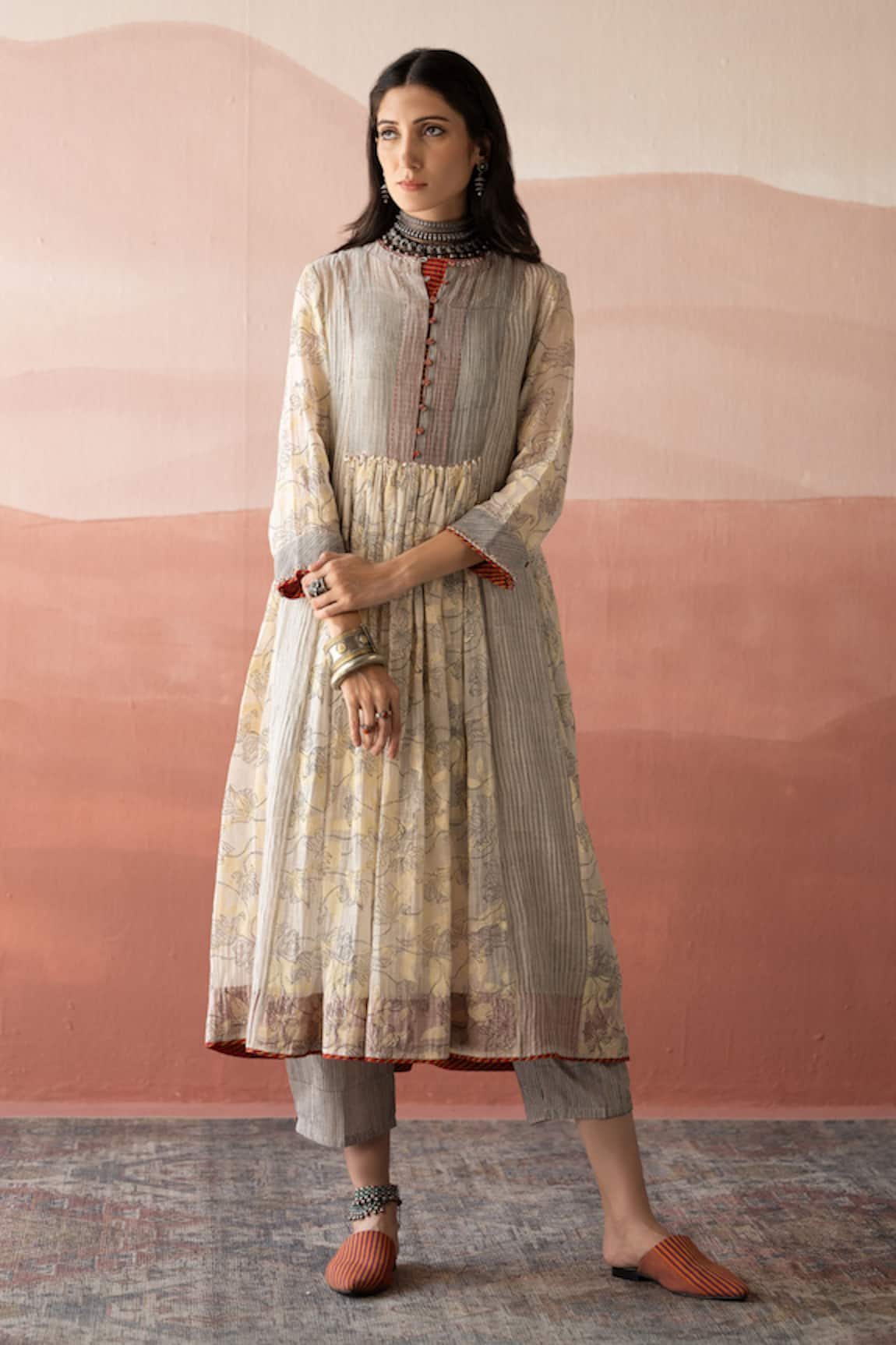 Swatti Kapoor Lateefah Floral Hand Block Print Kurta